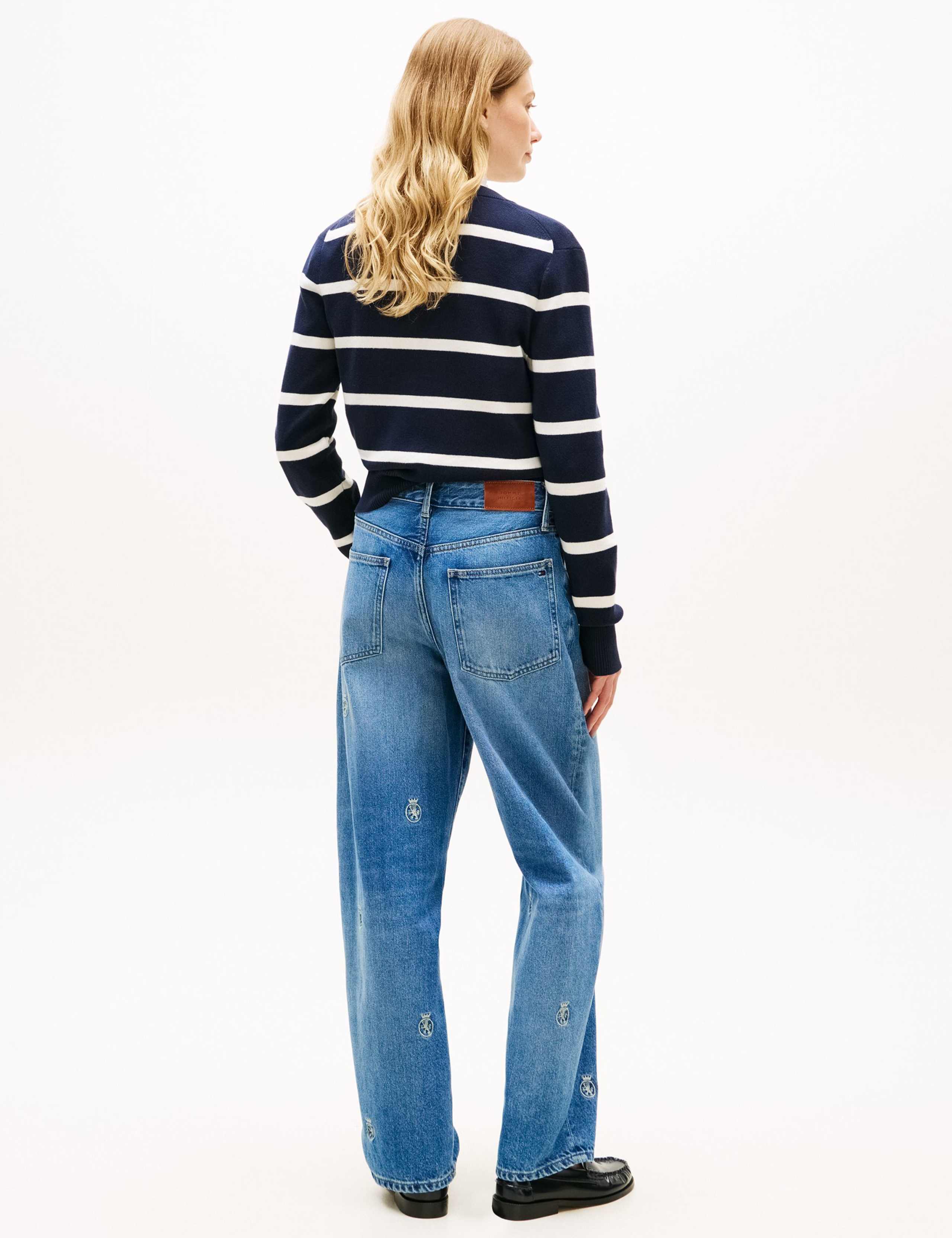 Embroidered High Waisted Barrel Jeans 4 of 5