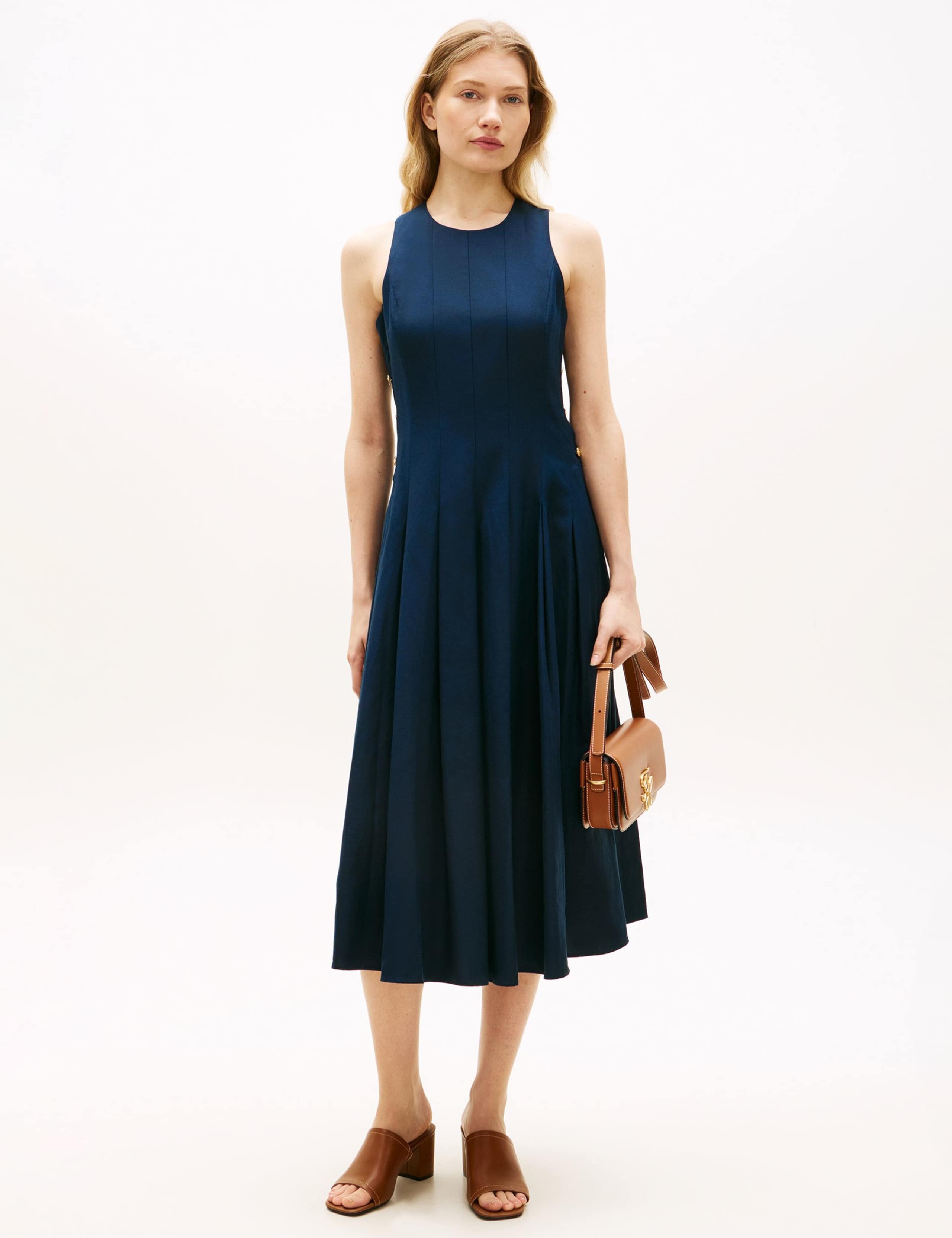 Linen Blend Midi Skater Dress 1 of 5