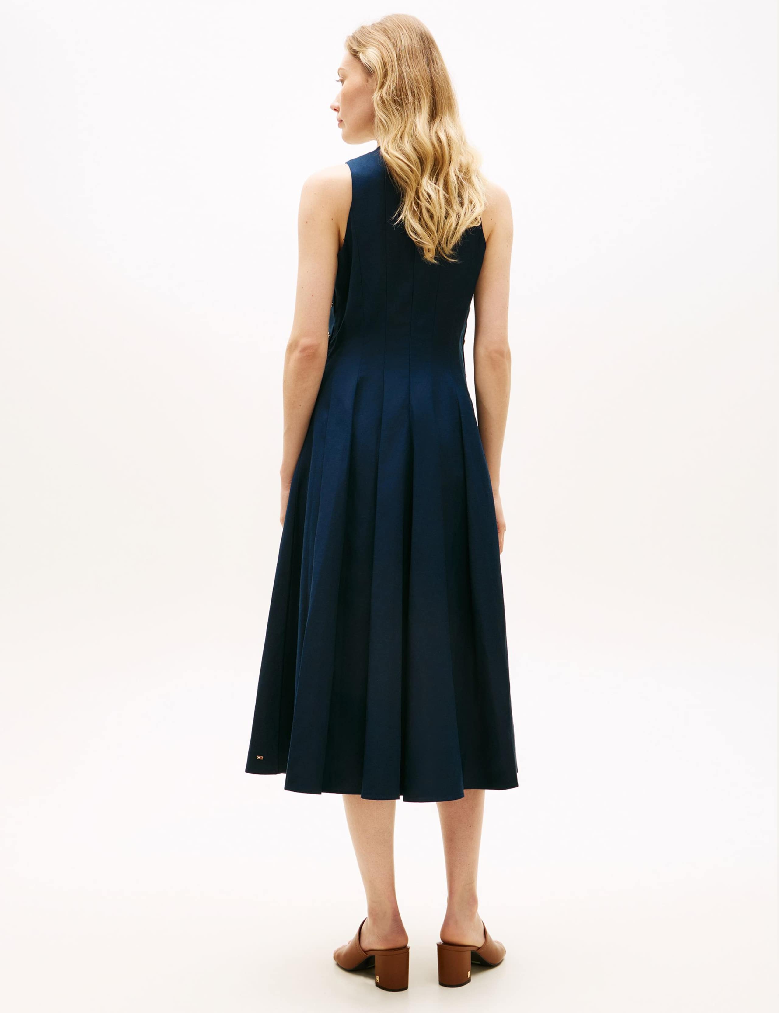 Linen Blend Midi Skater Dress 3 of 5