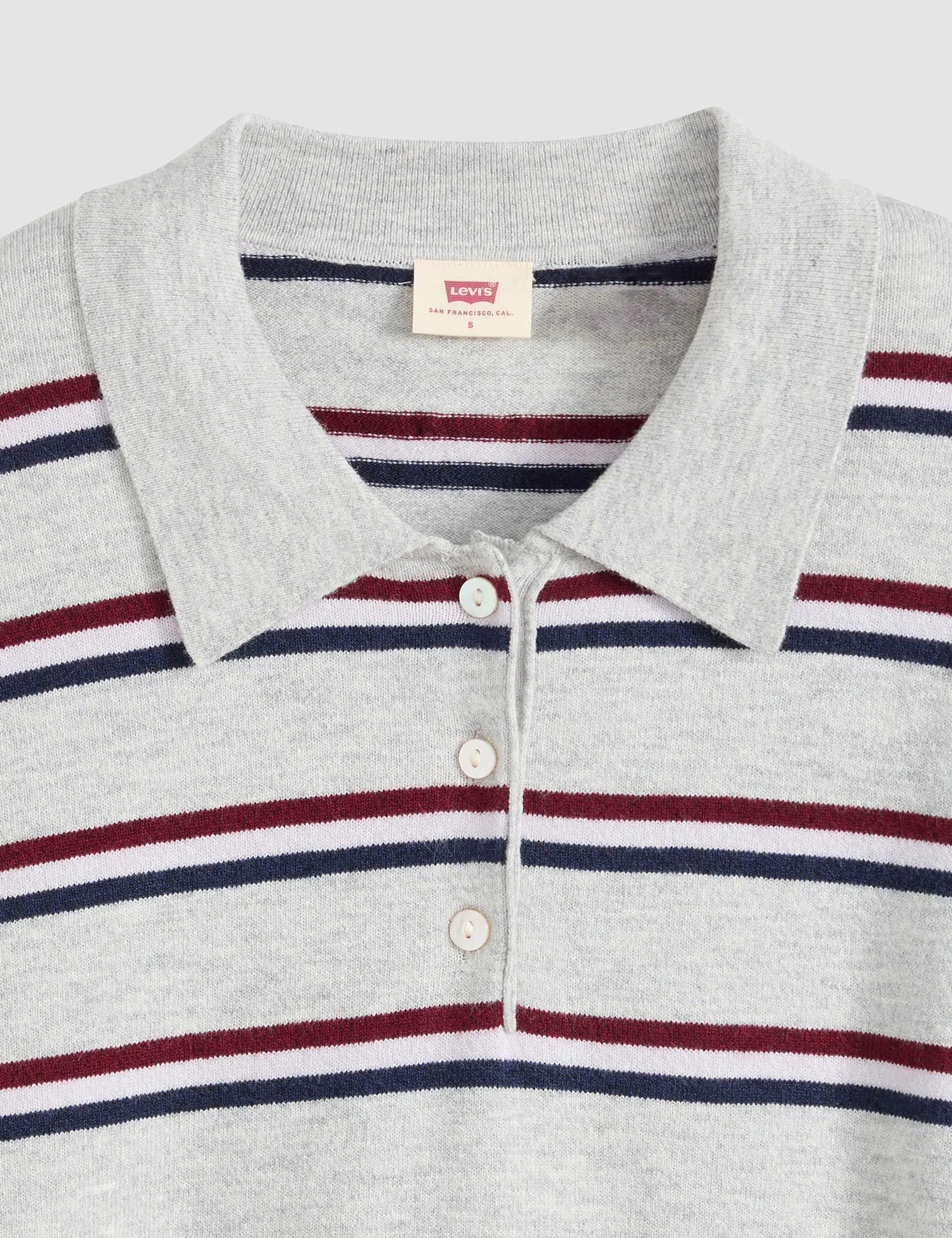 Cotton Blend Striped Polo Neck Jumper 5 of 6