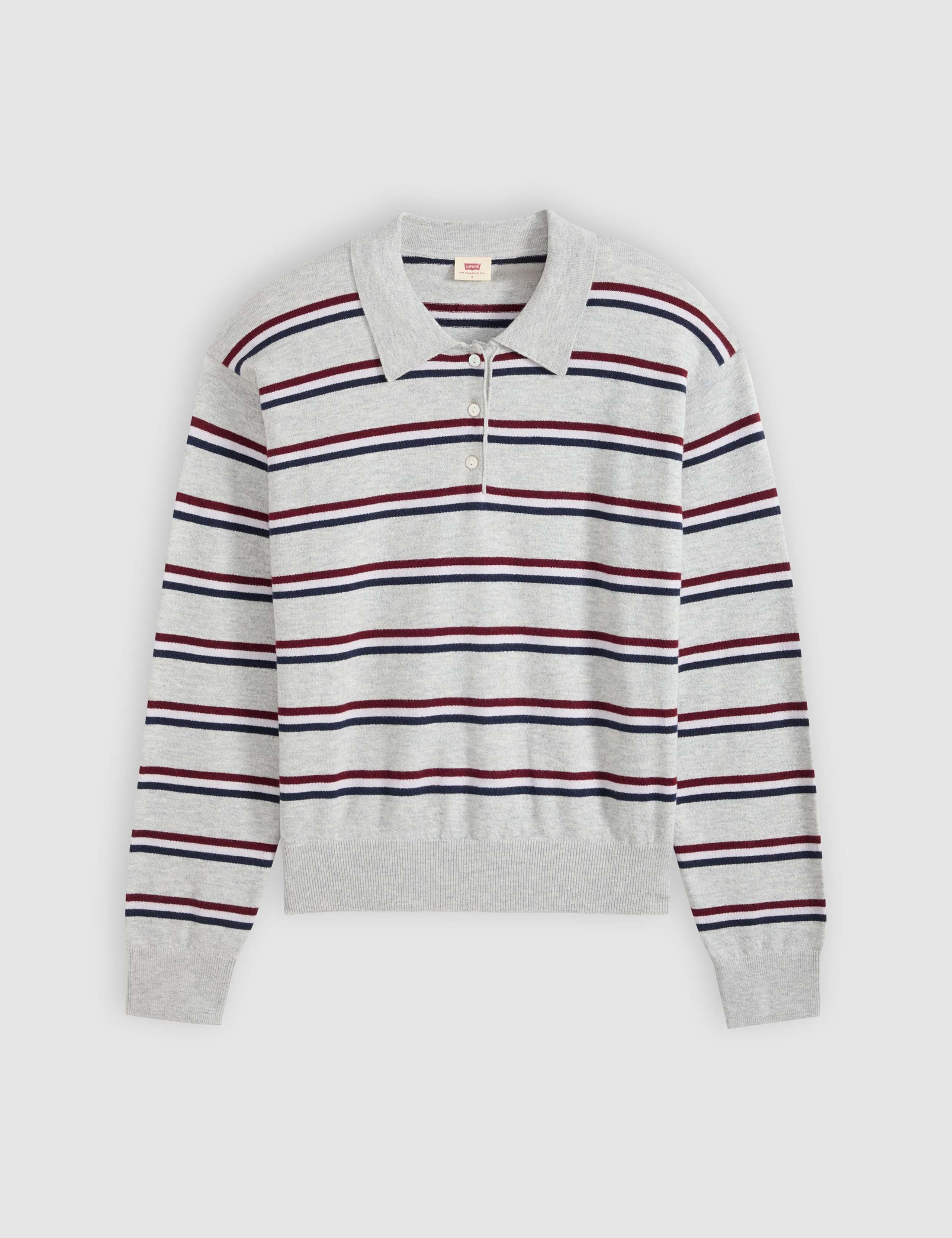 Cotton Blend Striped Polo Neck Jumper 2 of 6