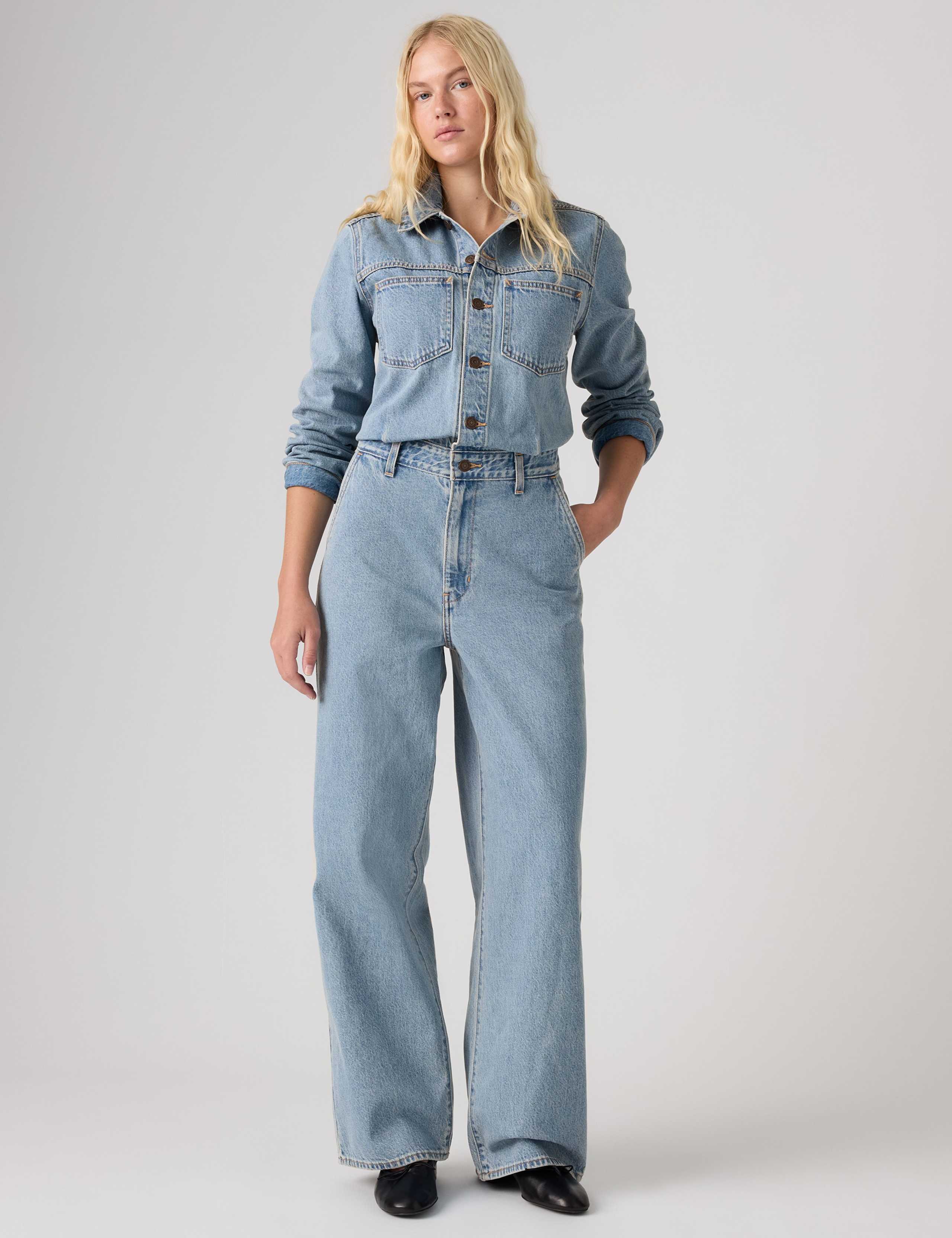 Denim Wide Leg Jumpsuit 1 of 7