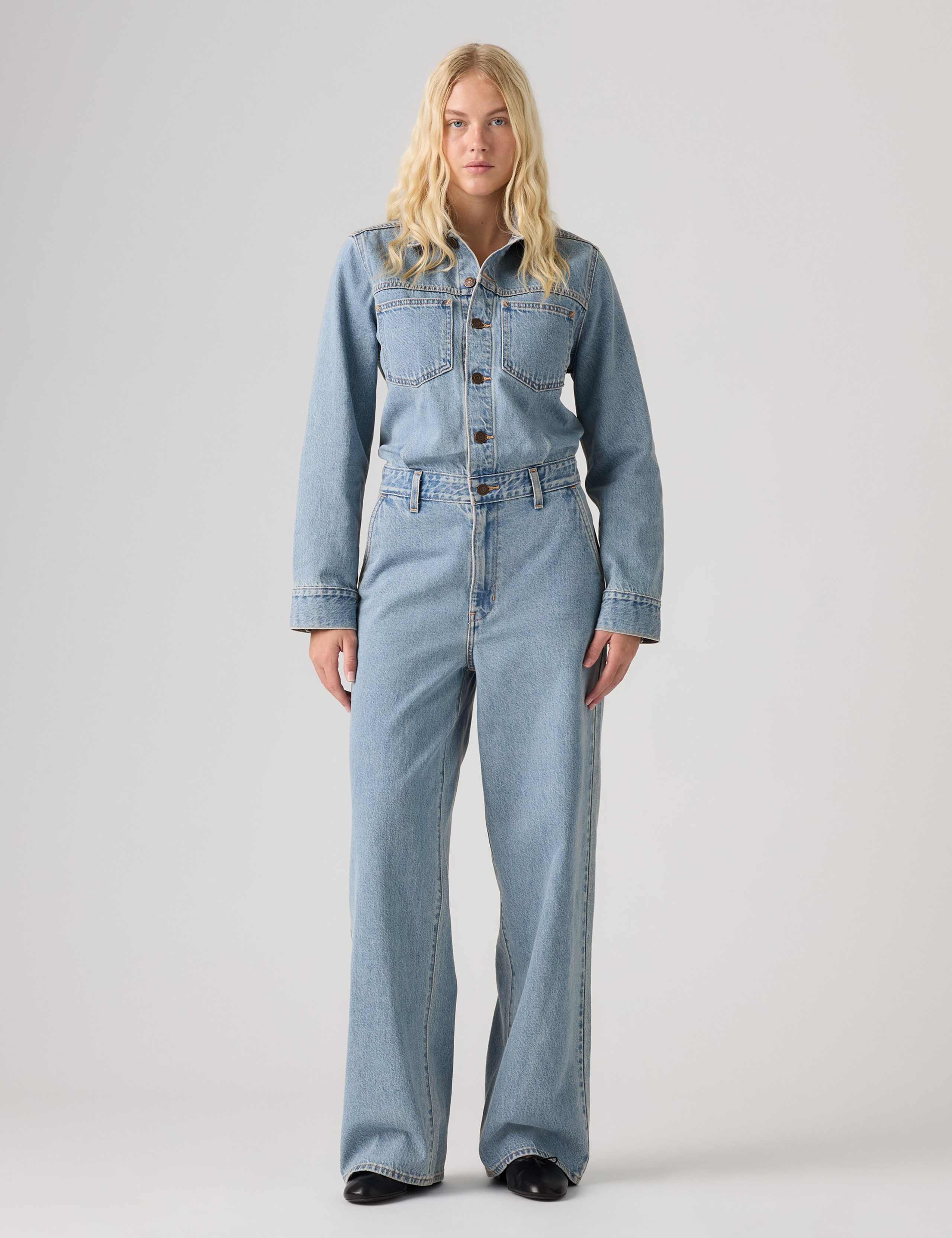 Denim Wide Leg Jumpsuit 3 of 7