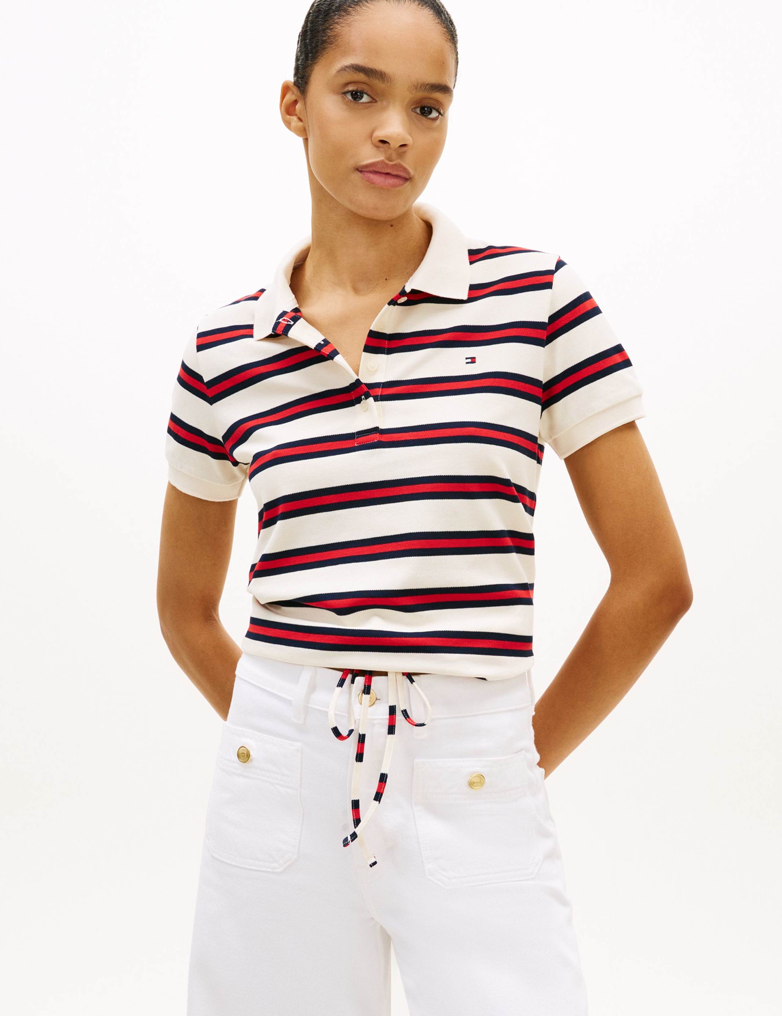 Cotton Rich Striped Polo Shirt 1 of 5