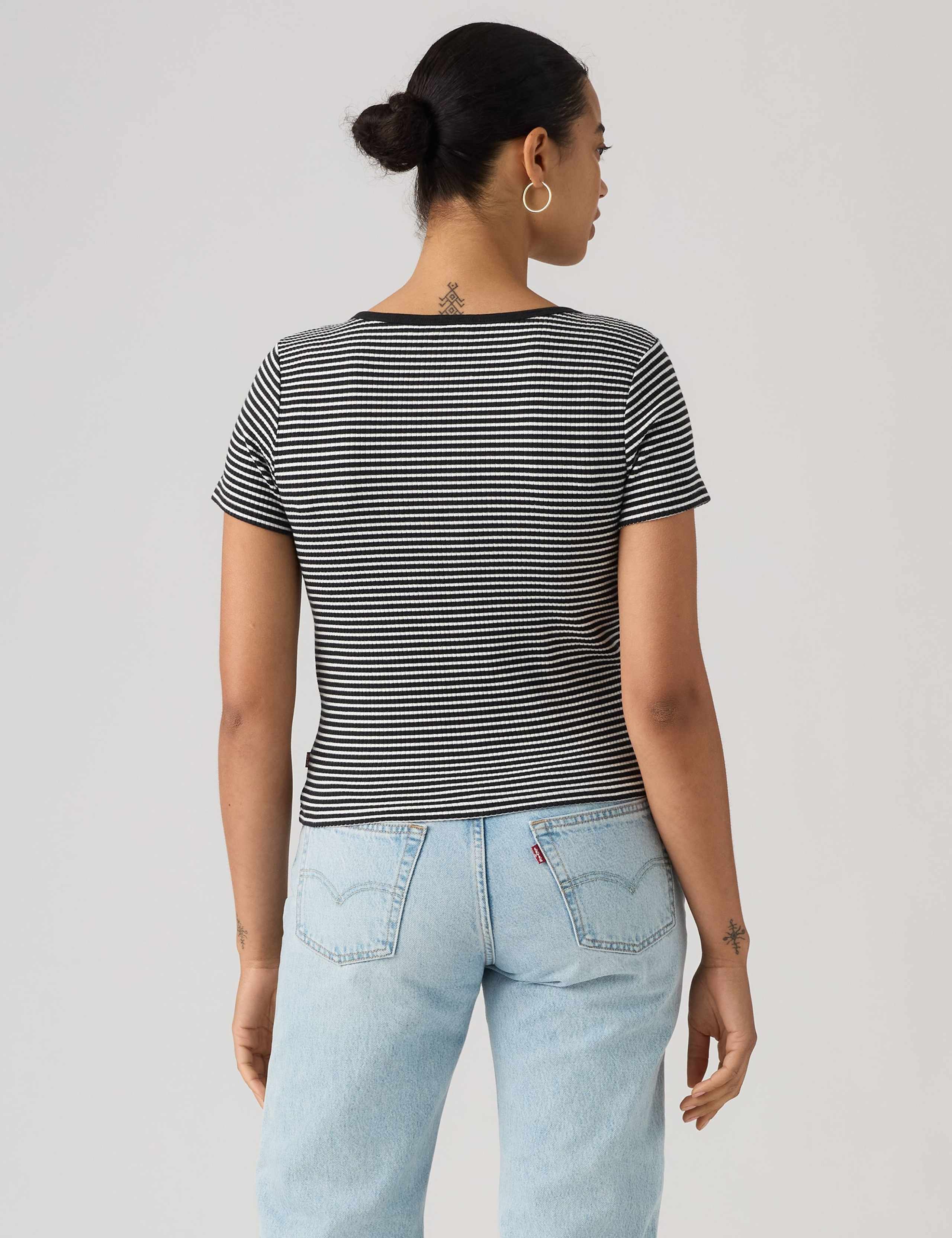 Cotton Rich Striped Button Through Top 6 of 6