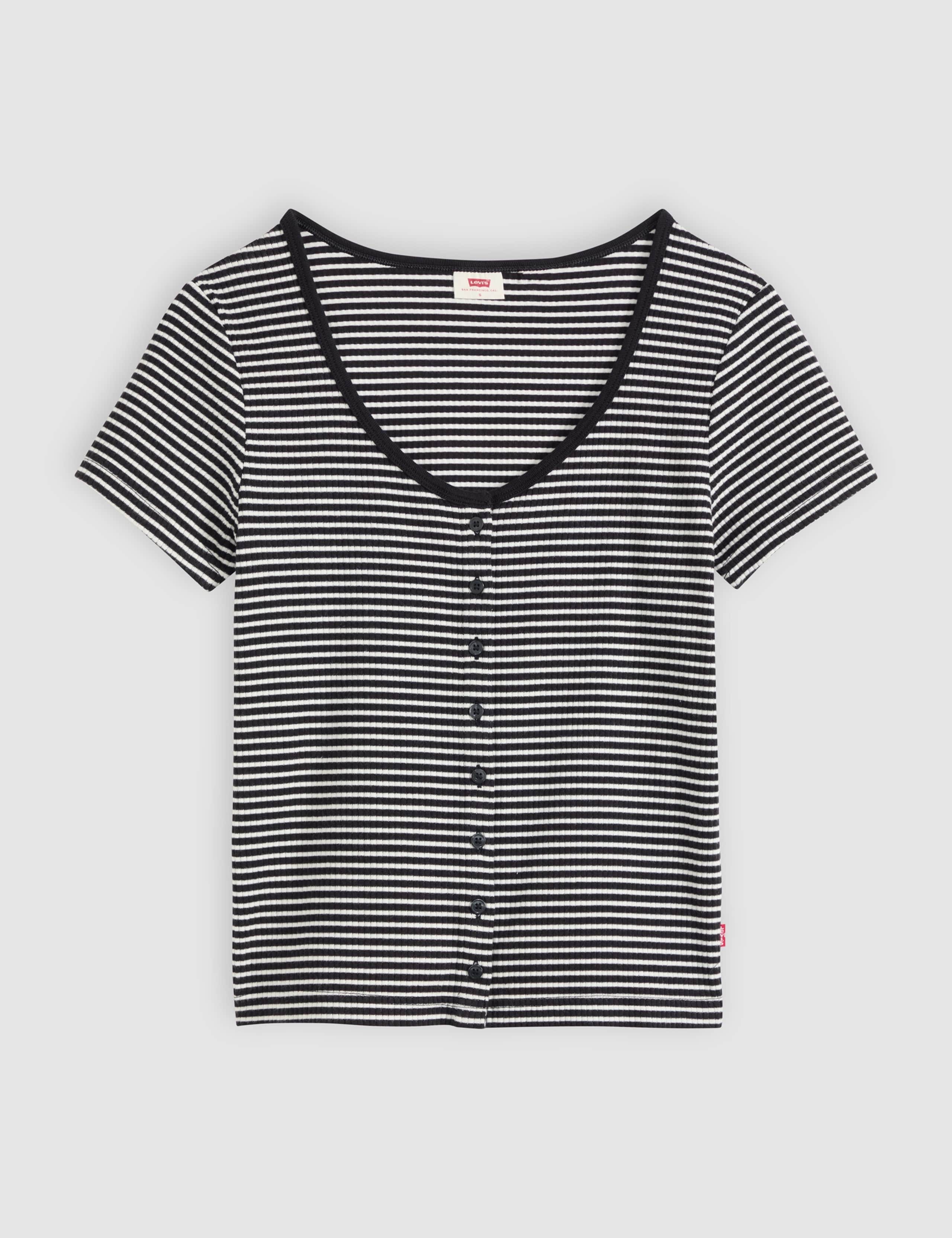 Cotton Rich Striped Button Through Top 2 of 6