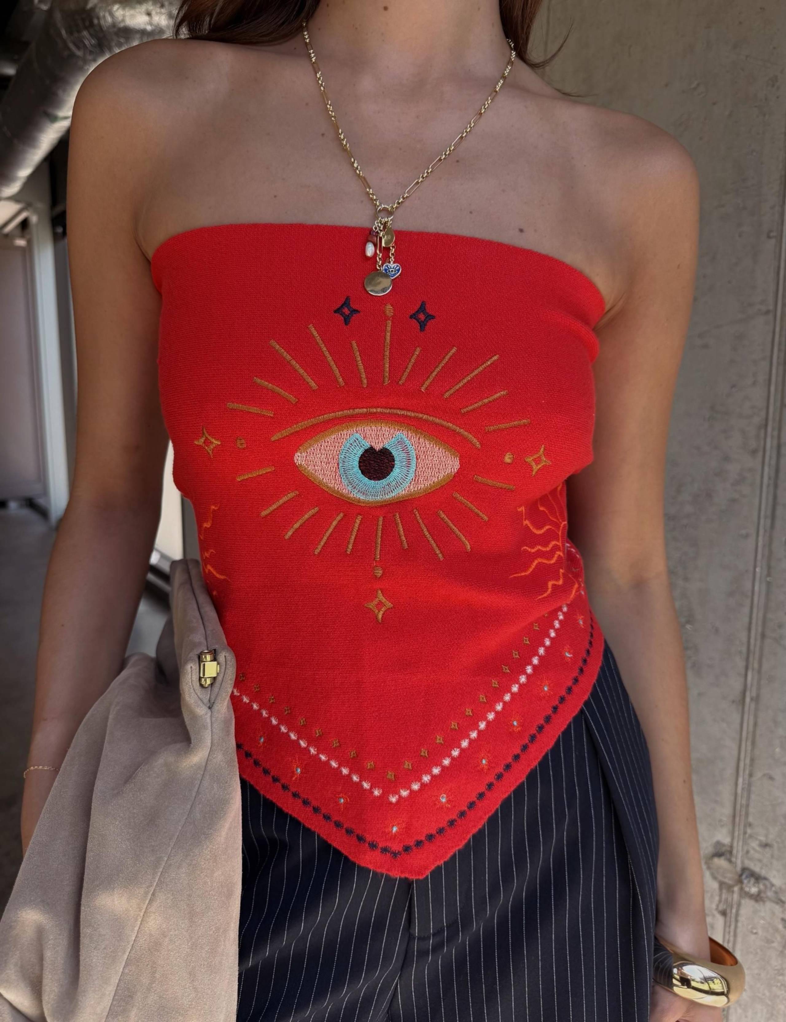 Knitted Mystical Embroidery Triangle Bandana 3 of 5