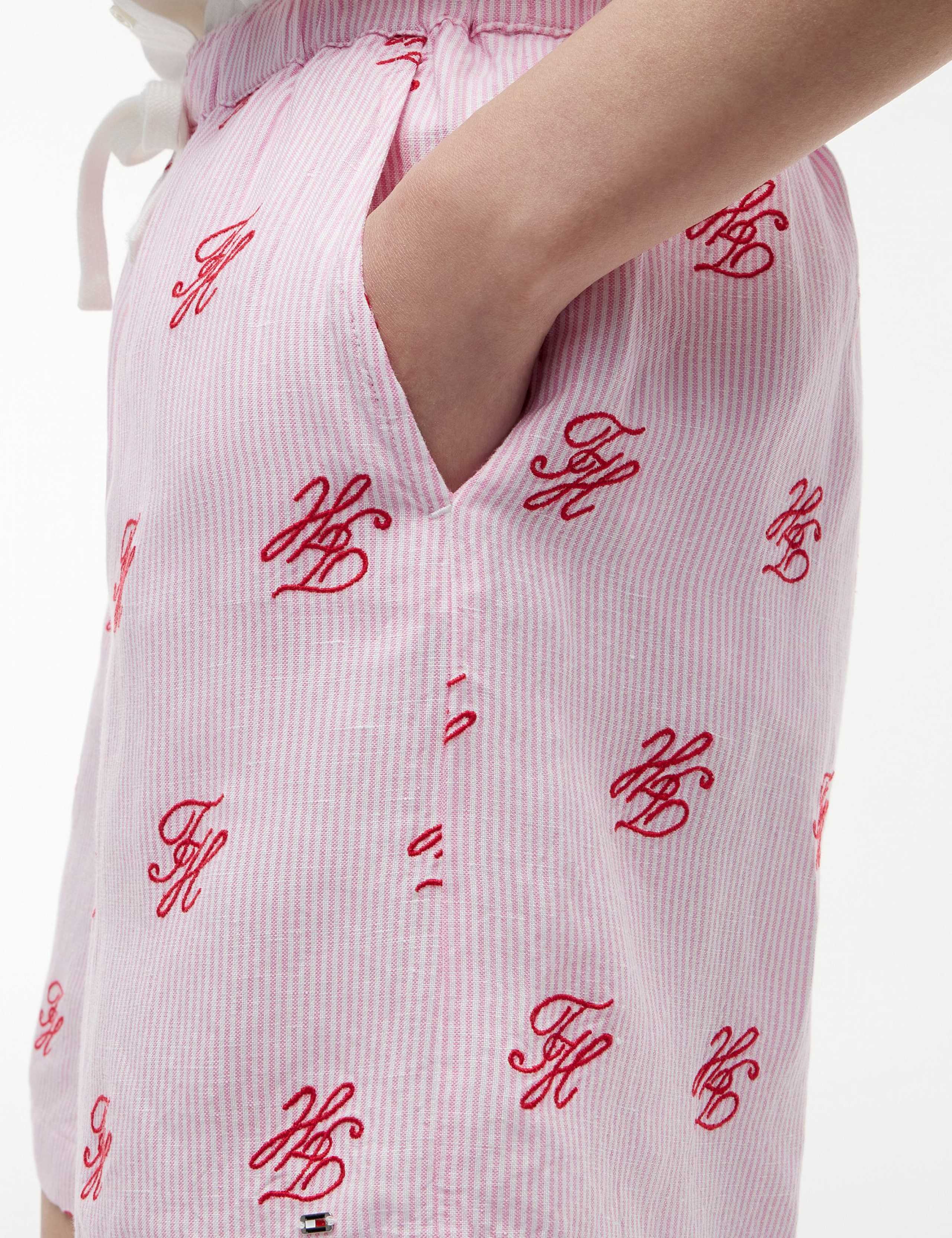 Linen Blend Striped High Waisted Shorts 5 of 5