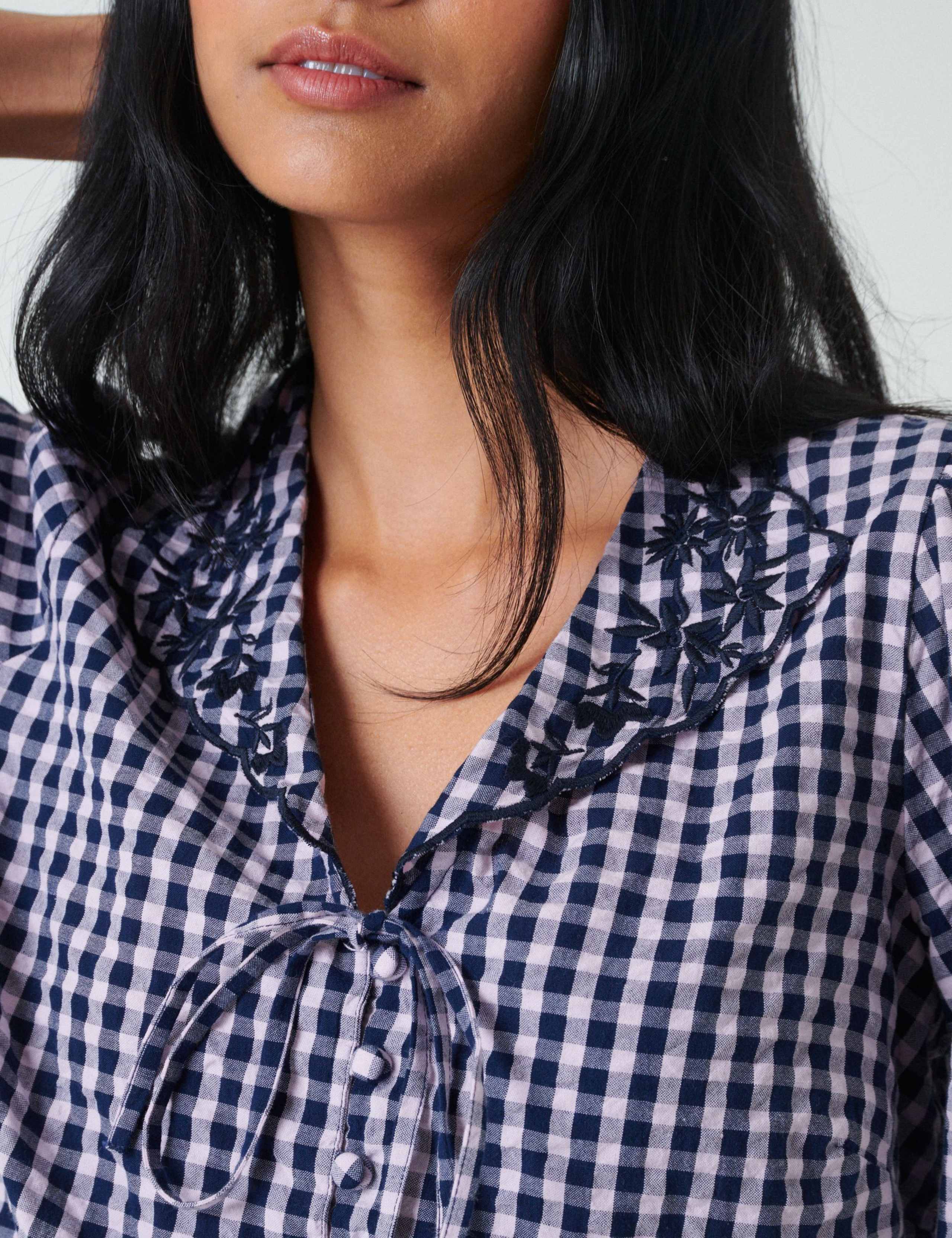 Pure Cotton Collared V-Neck Gingham Blouse 4 of 4