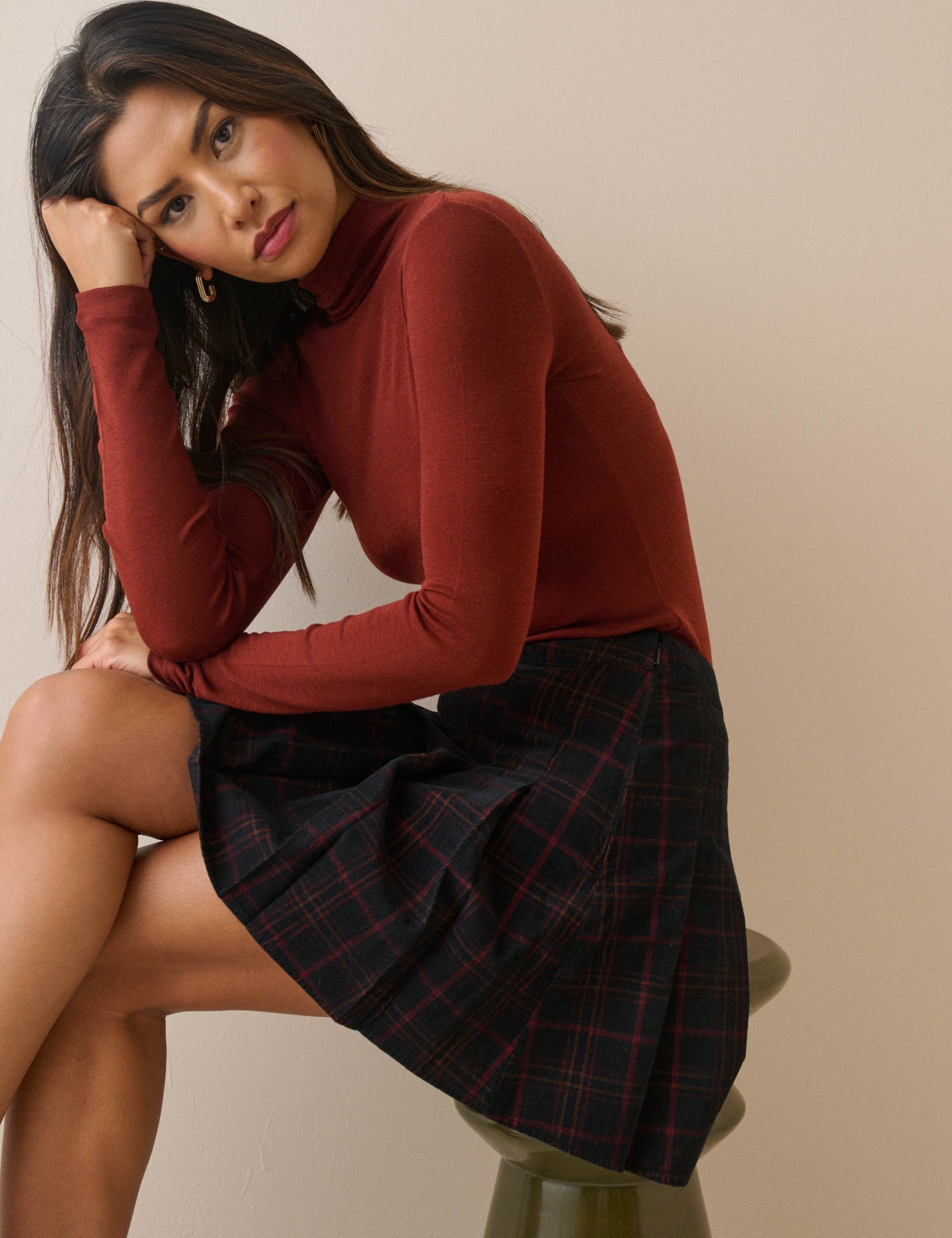 Pure Cotton Checked Pleated Mini Skirt 3 of 5