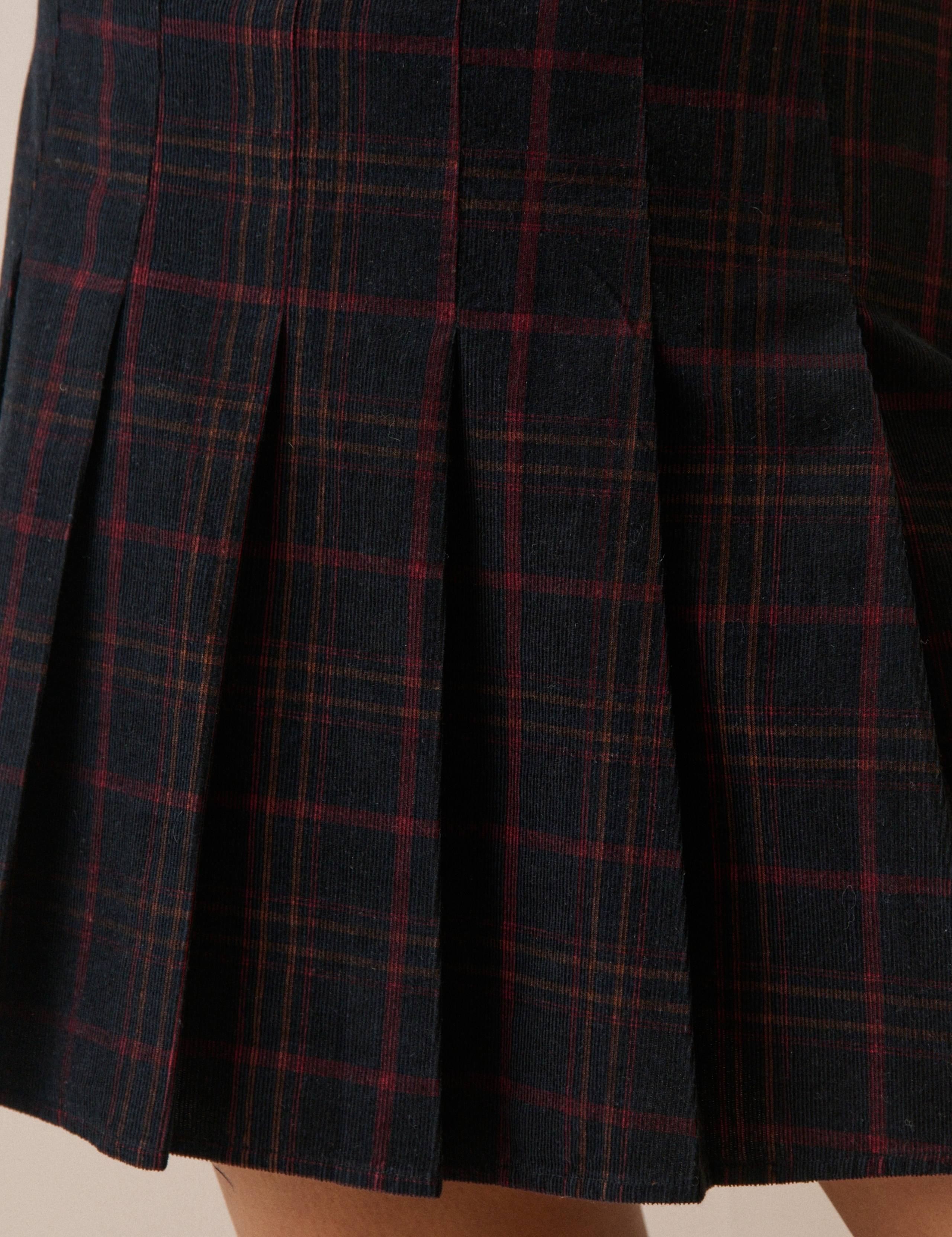 Pure Cotton Checked Pleated Mini Skirt 5 of 5