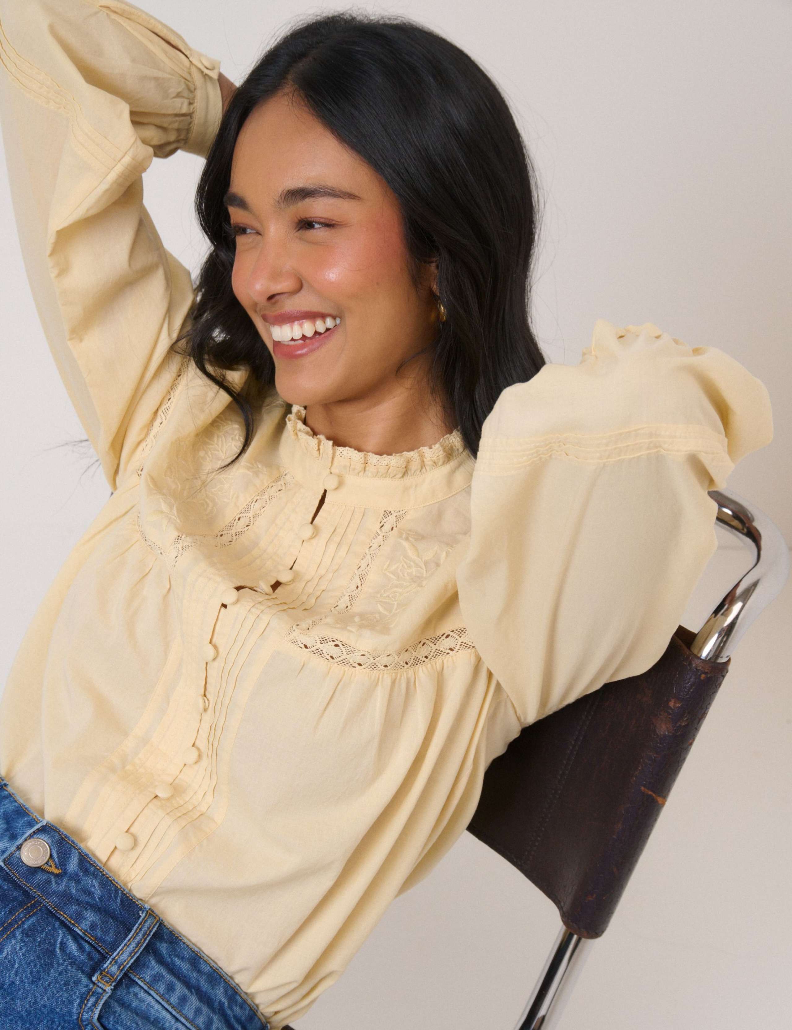 Pure Cotton Embroidered High Neck Blouse 2 of 5