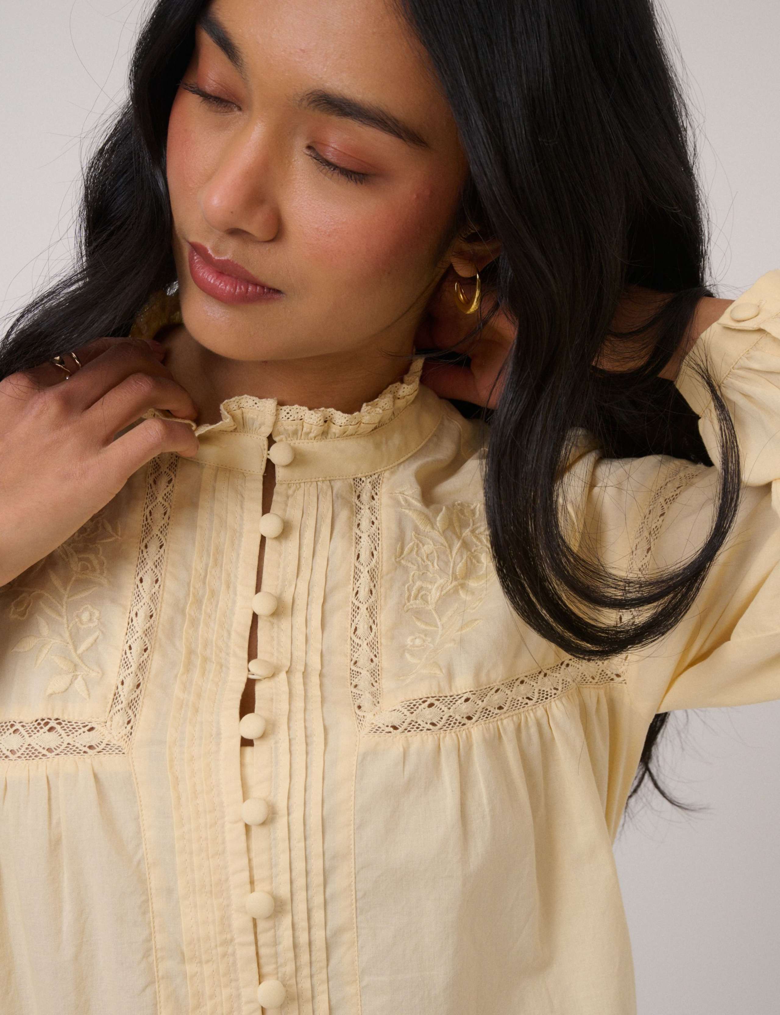 Pure Cotton Embroidered High Neck Blouse 4 of 5