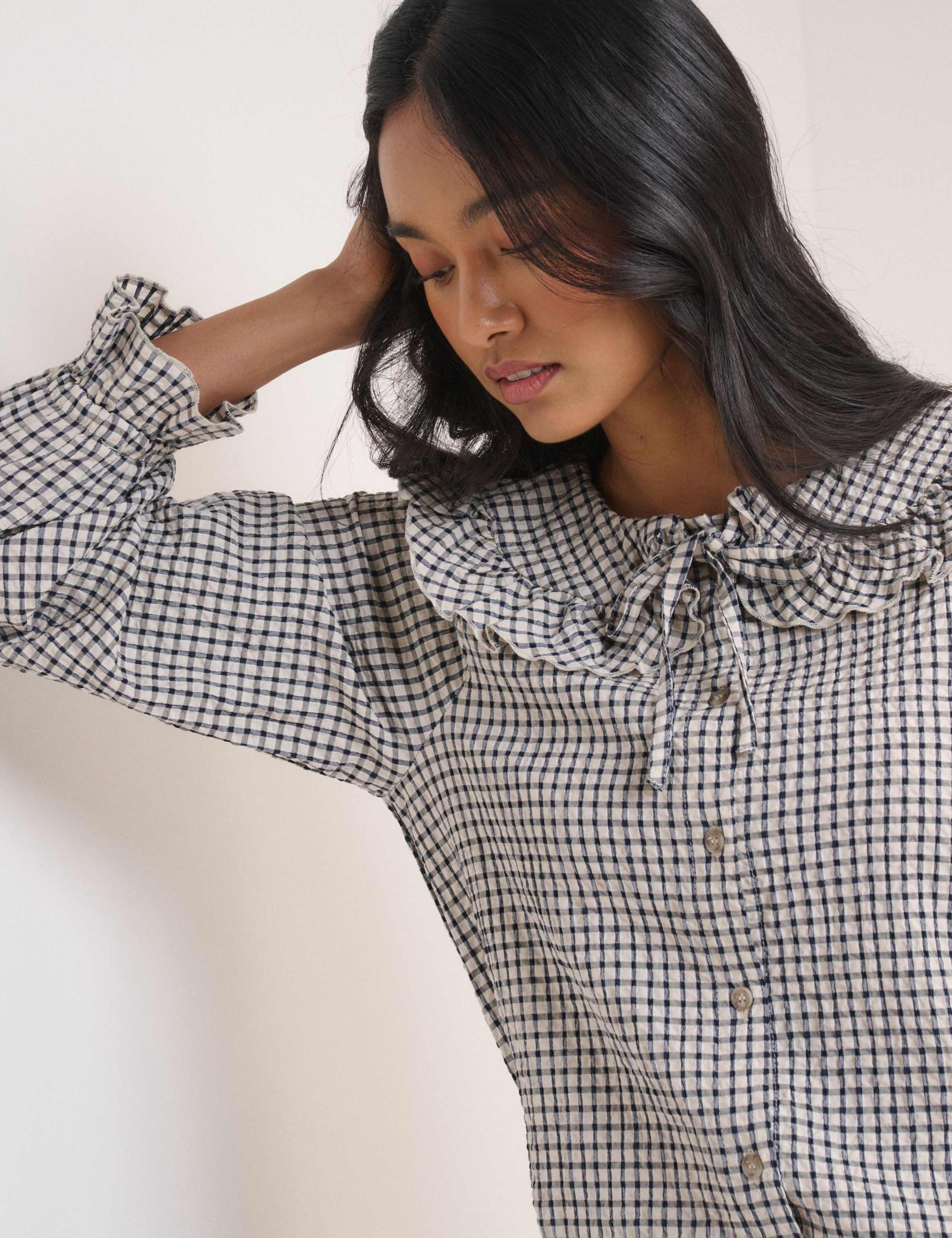 Checked Collared Ruffle Blouse 4 of 4