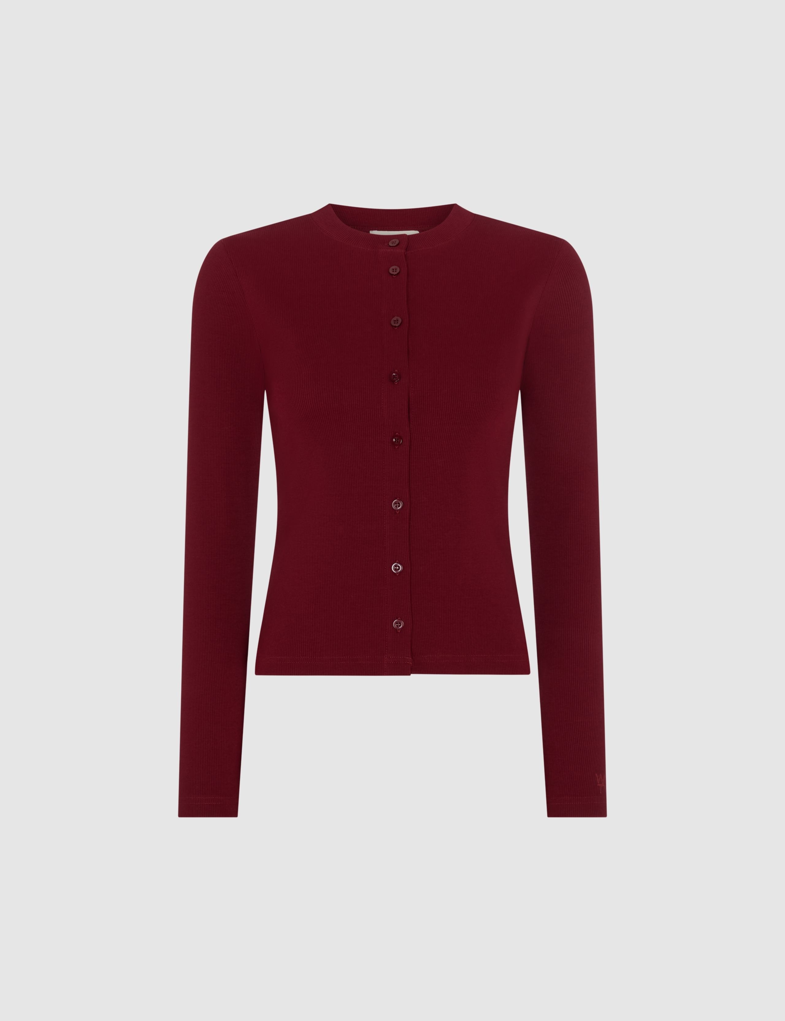 Cotton Rich Ribbed Crew Neck Fitted Cardigan 2 of 6