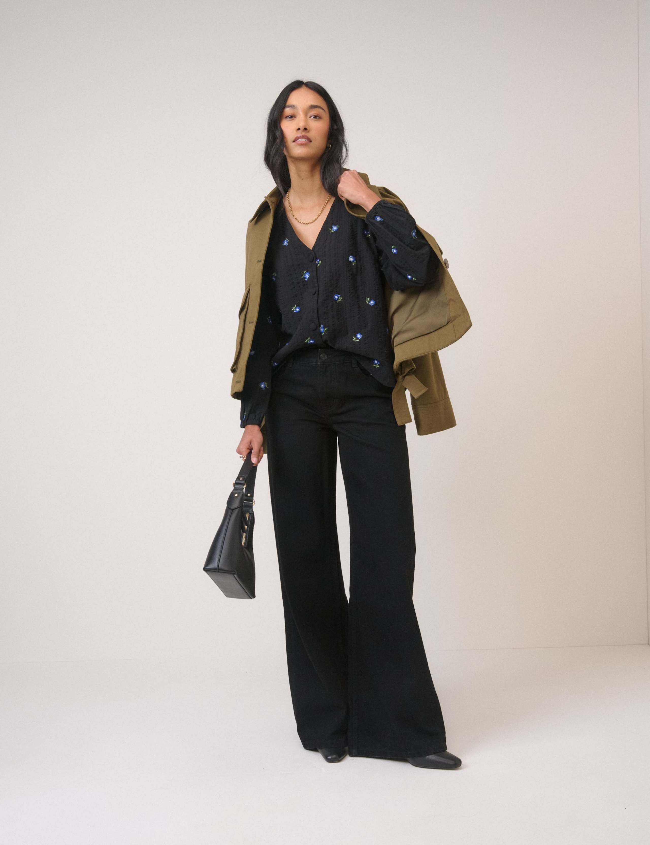 Pure Cotton Embroidered V-Neck Blouse 5 of 5