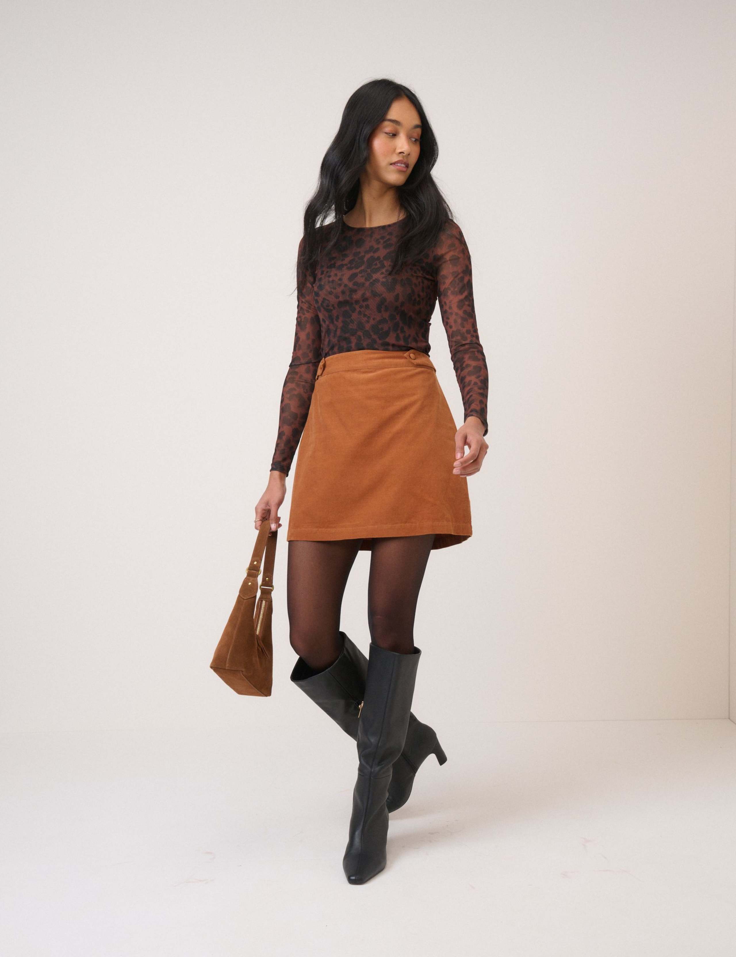 Pure Cotton Cord Mini Pencil Skirt 1 of 5