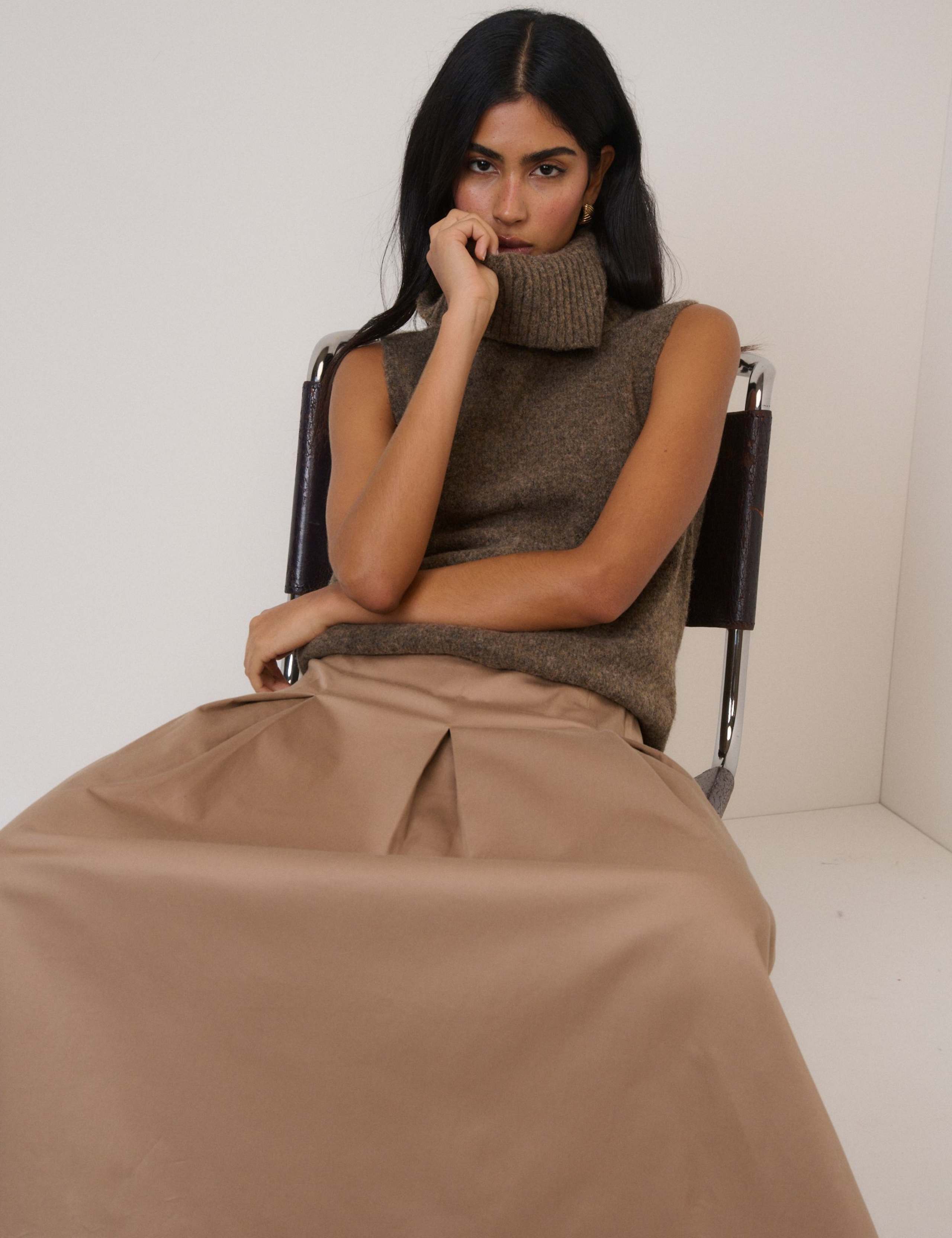 Pure Cotton Midaxi Pleated Skirt 4 of 5