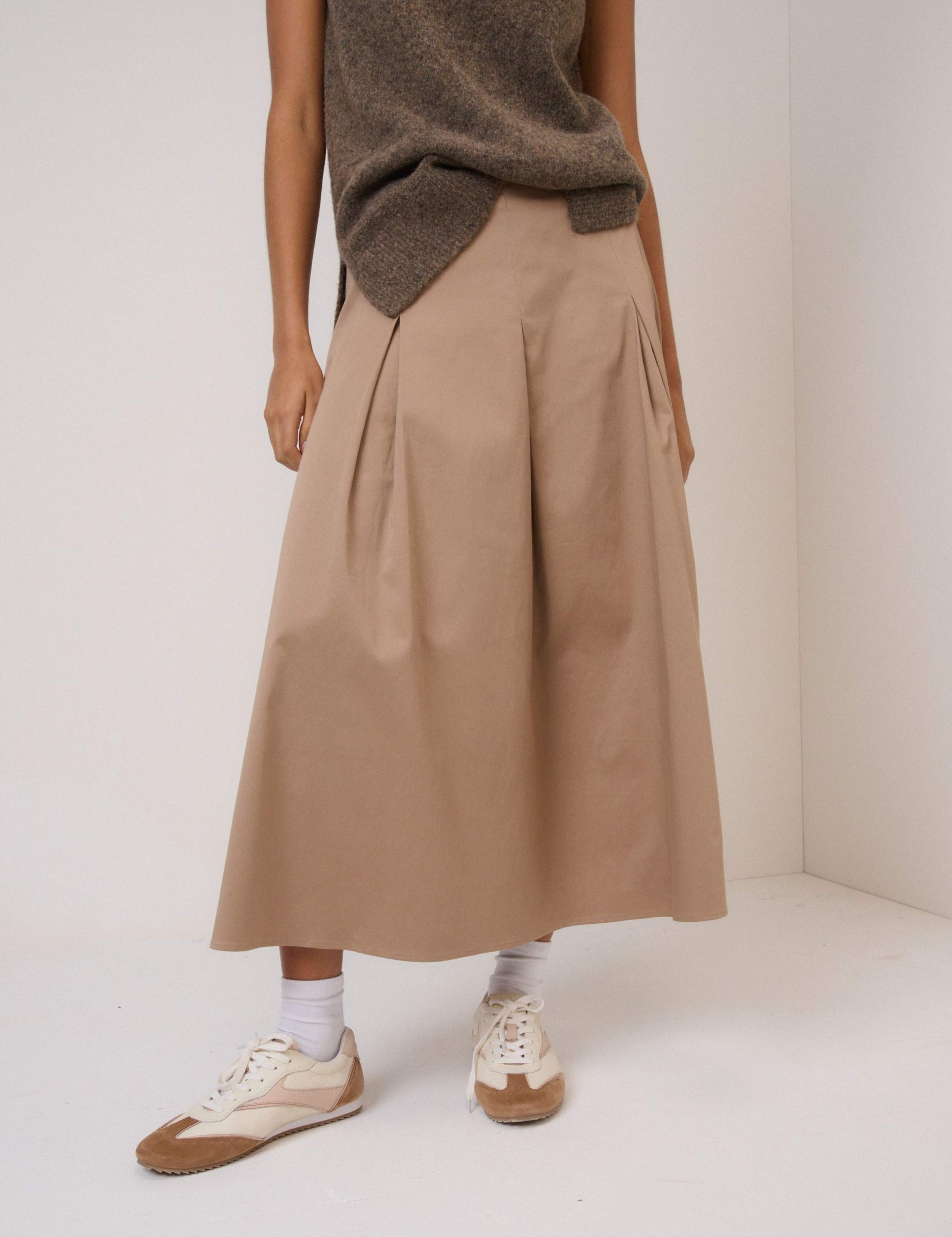 Pure Cotton Midaxi Pleated Skirt 5 of 5