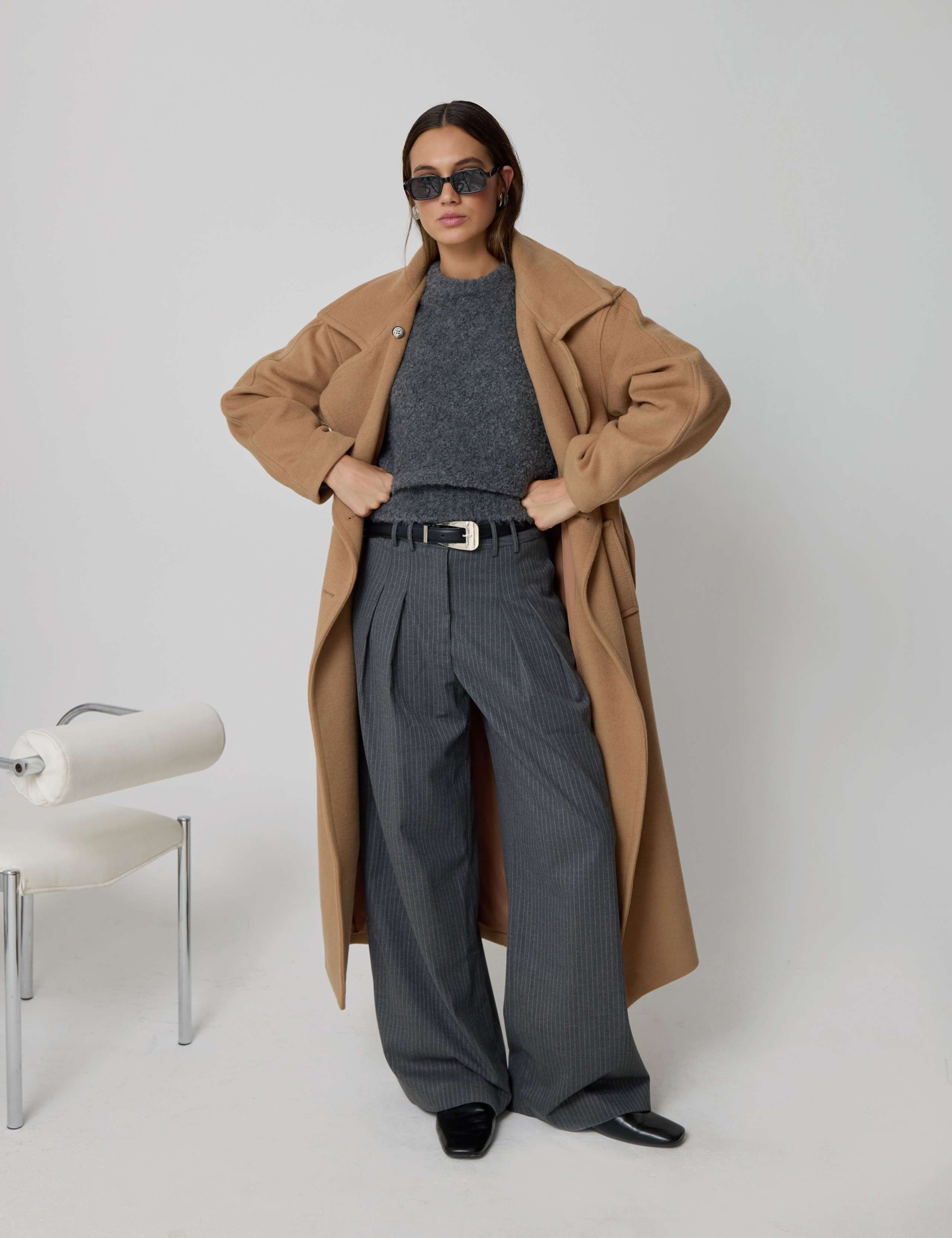 Woven Pinstripe Tailored Wide Leg Trousers 6 of 6