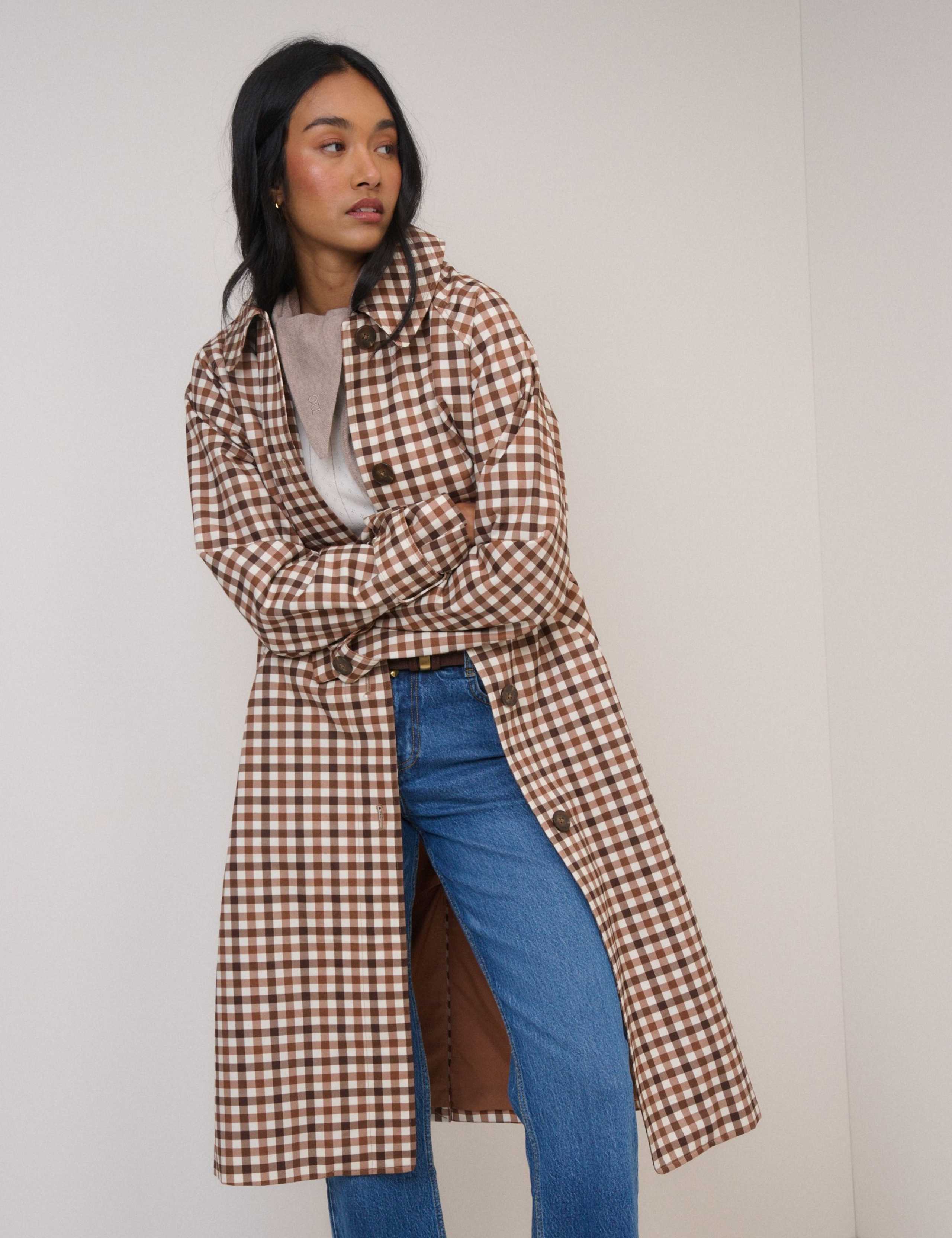 Pure Cotton Gingham Longline Car Coat 2 of 5