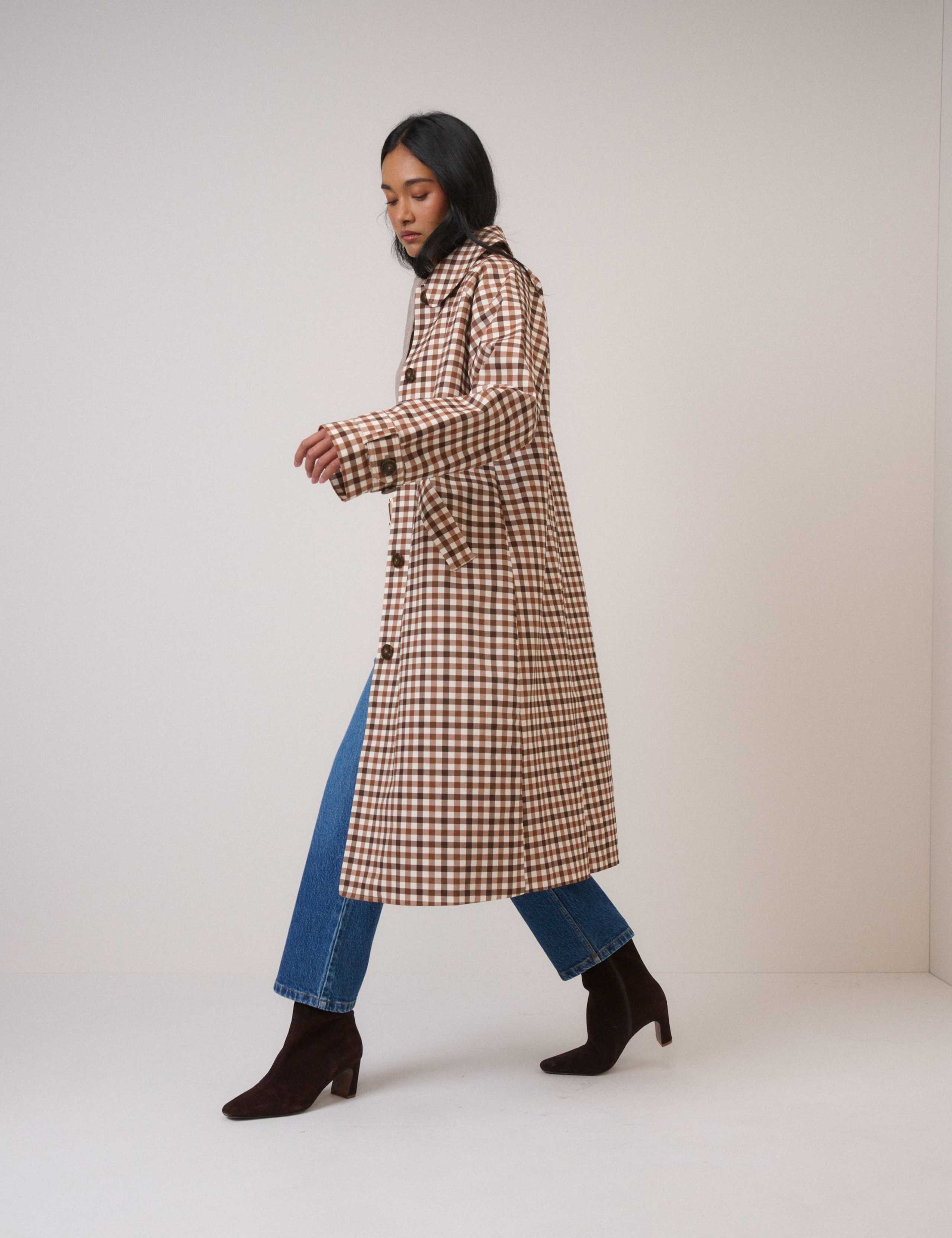 Pure Cotton Gingham Longline Car Coat 3 of 5