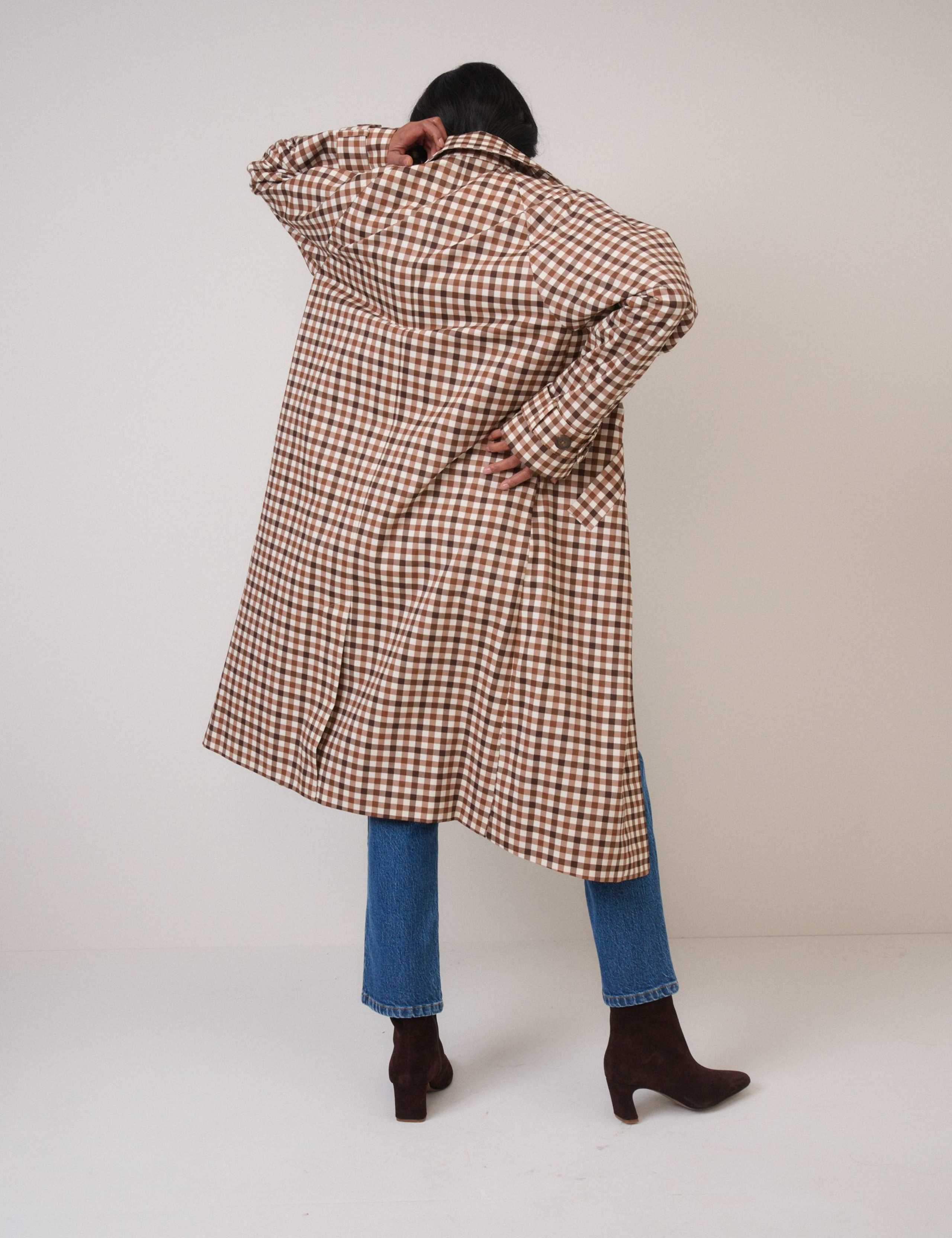 Pure Cotton Gingham Longline Car Coat 4 of 5