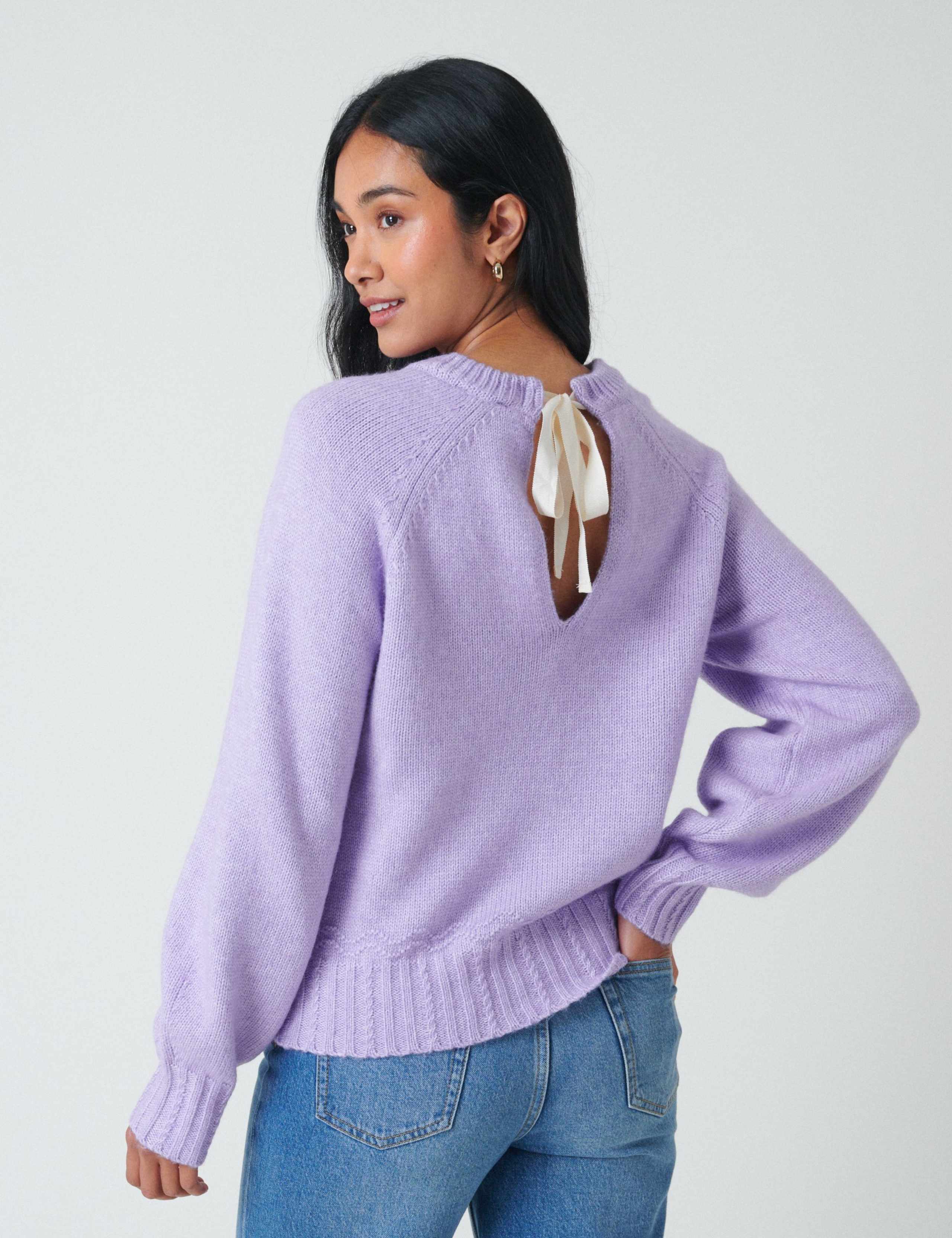 Textured Bow Back Relaxed Jumper with Wool 2 of 5