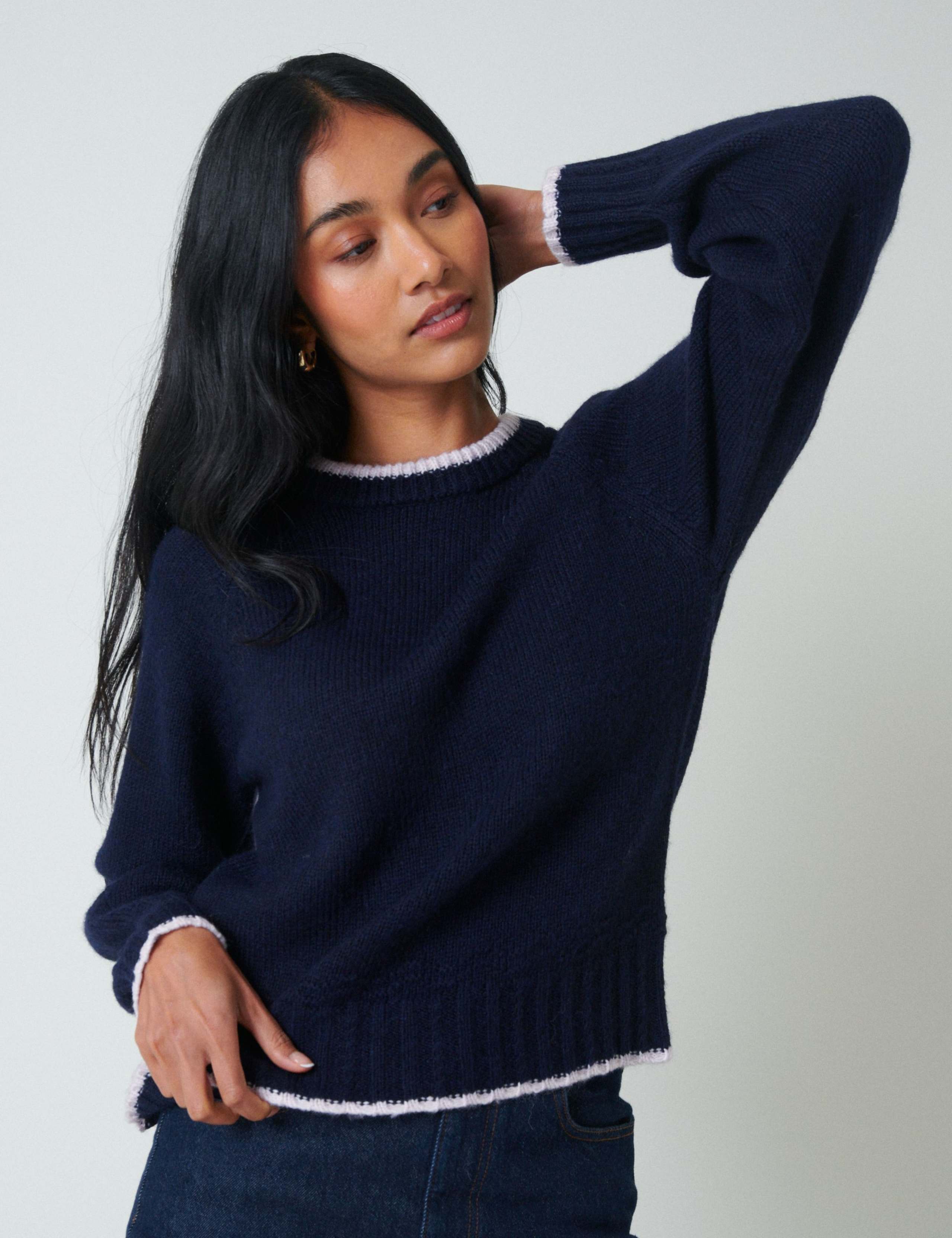 Textured Bow Back Relaxed Jumper with Wool 1 of 5