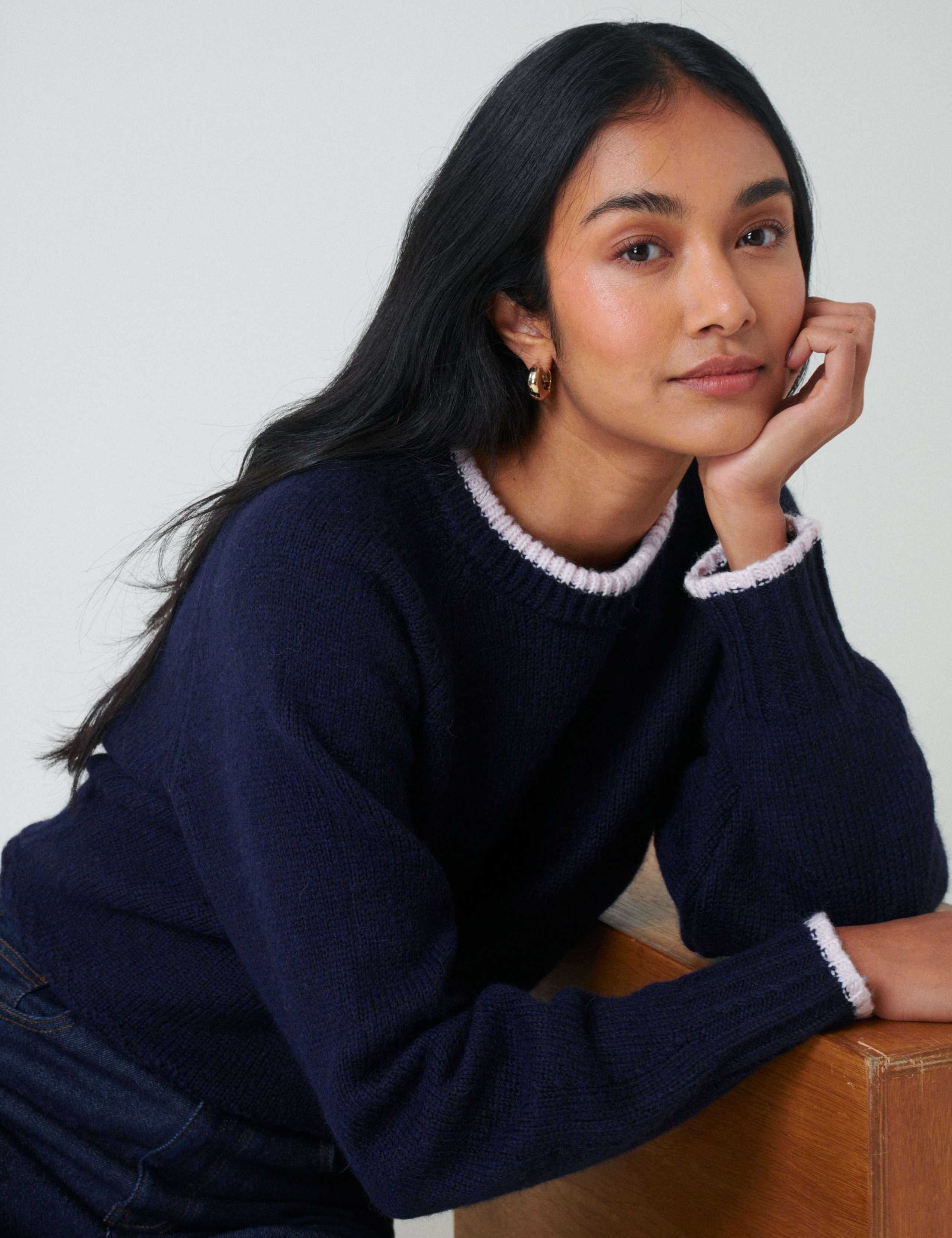 Textured Bow Back Relaxed Jumper with Wool 4 of 5