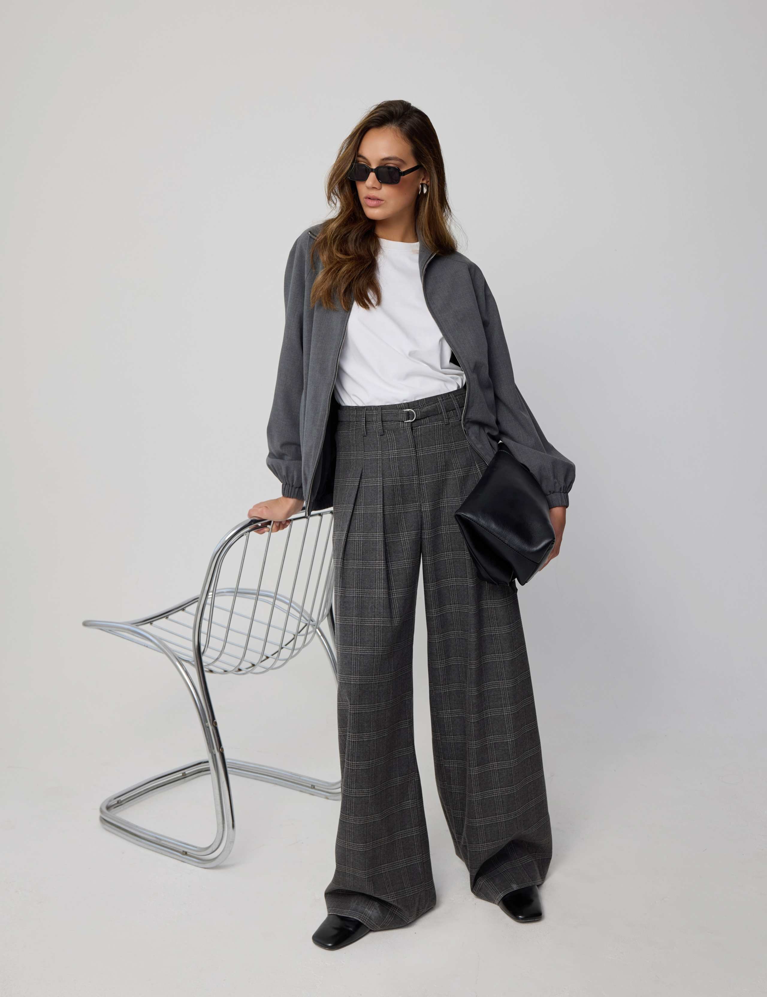 Checked Belted Tailored Wide Leg Trousers 5 of 8