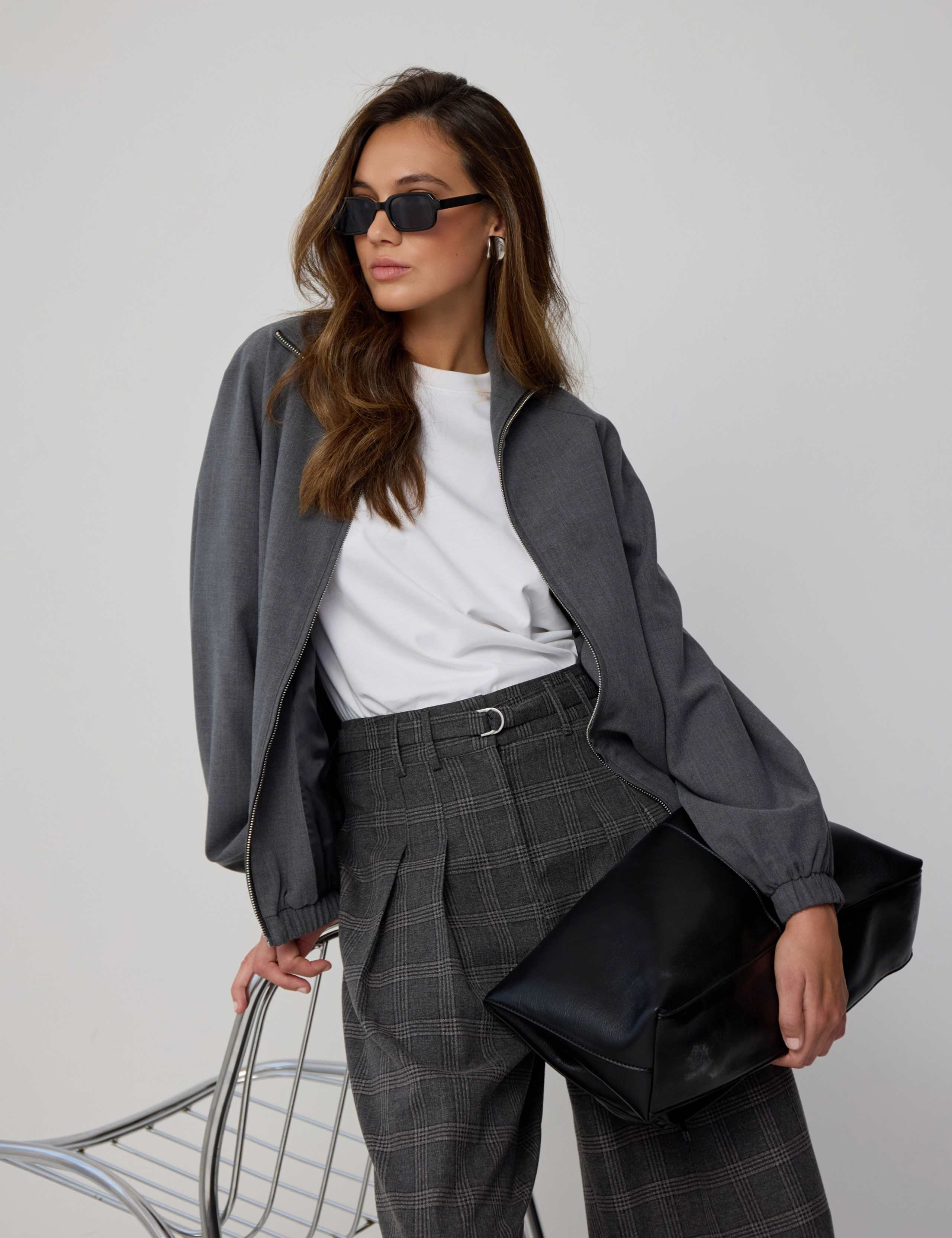 Checked Belted Tailored Wide Leg Trousers 6 of 8