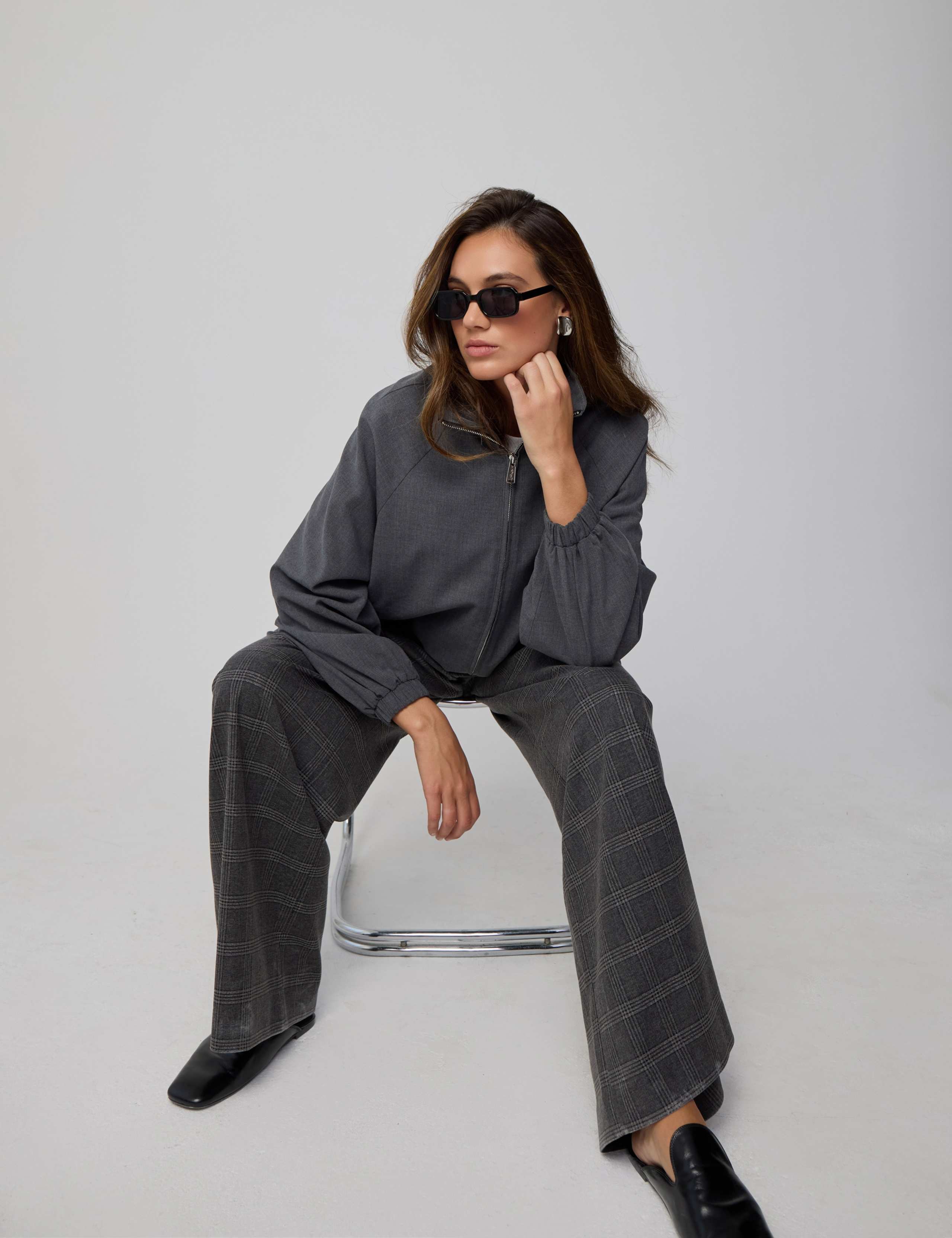 Checked Belted Tailored Wide Leg Trousers 7 of 8