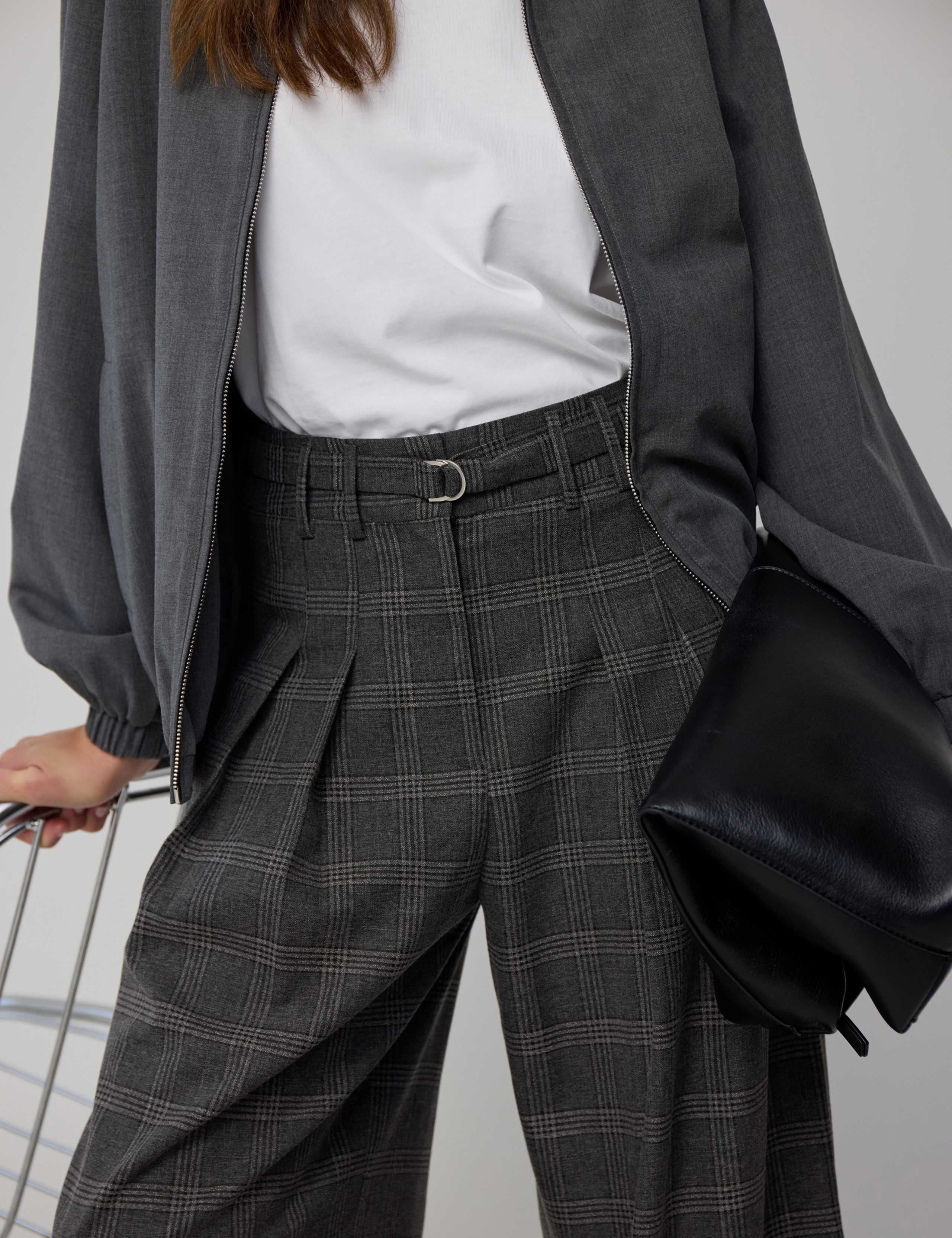 Checked Belted Tailored Wide Leg Trousers 8 of 8