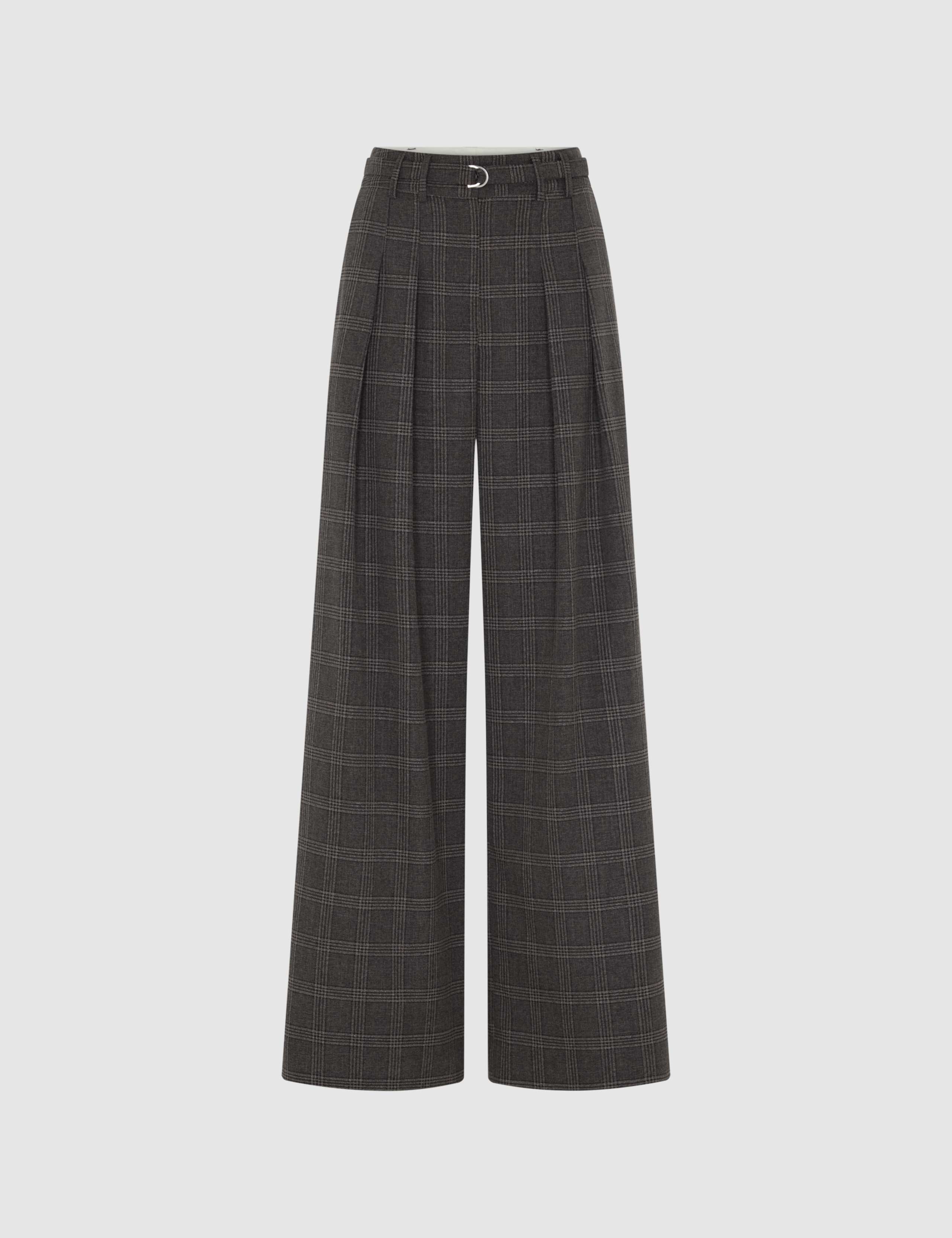 Checked Belted Tailored Wide Leg Trousers 2 of 8