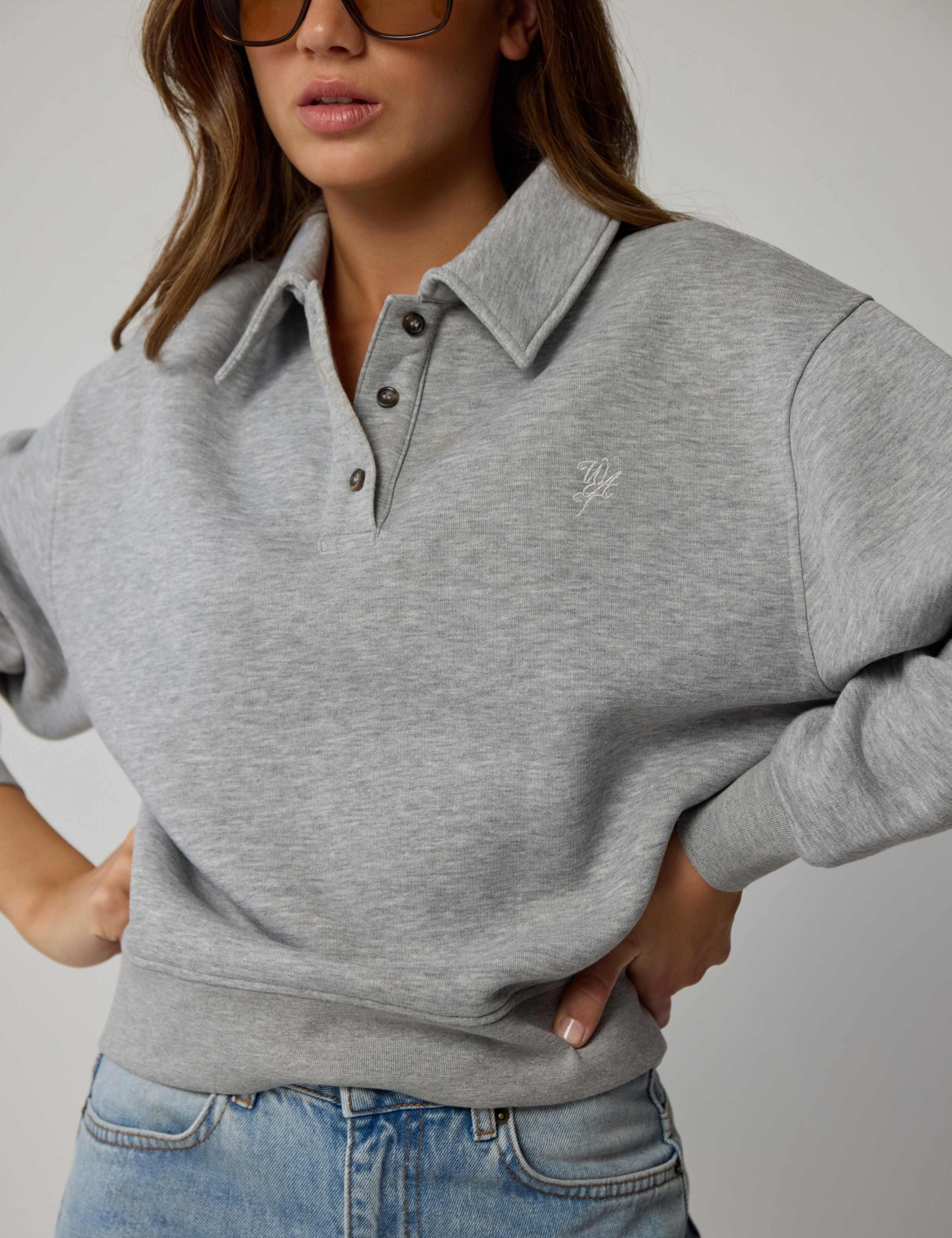 Cotton Rich Henley Sweatshirt 6 of 7