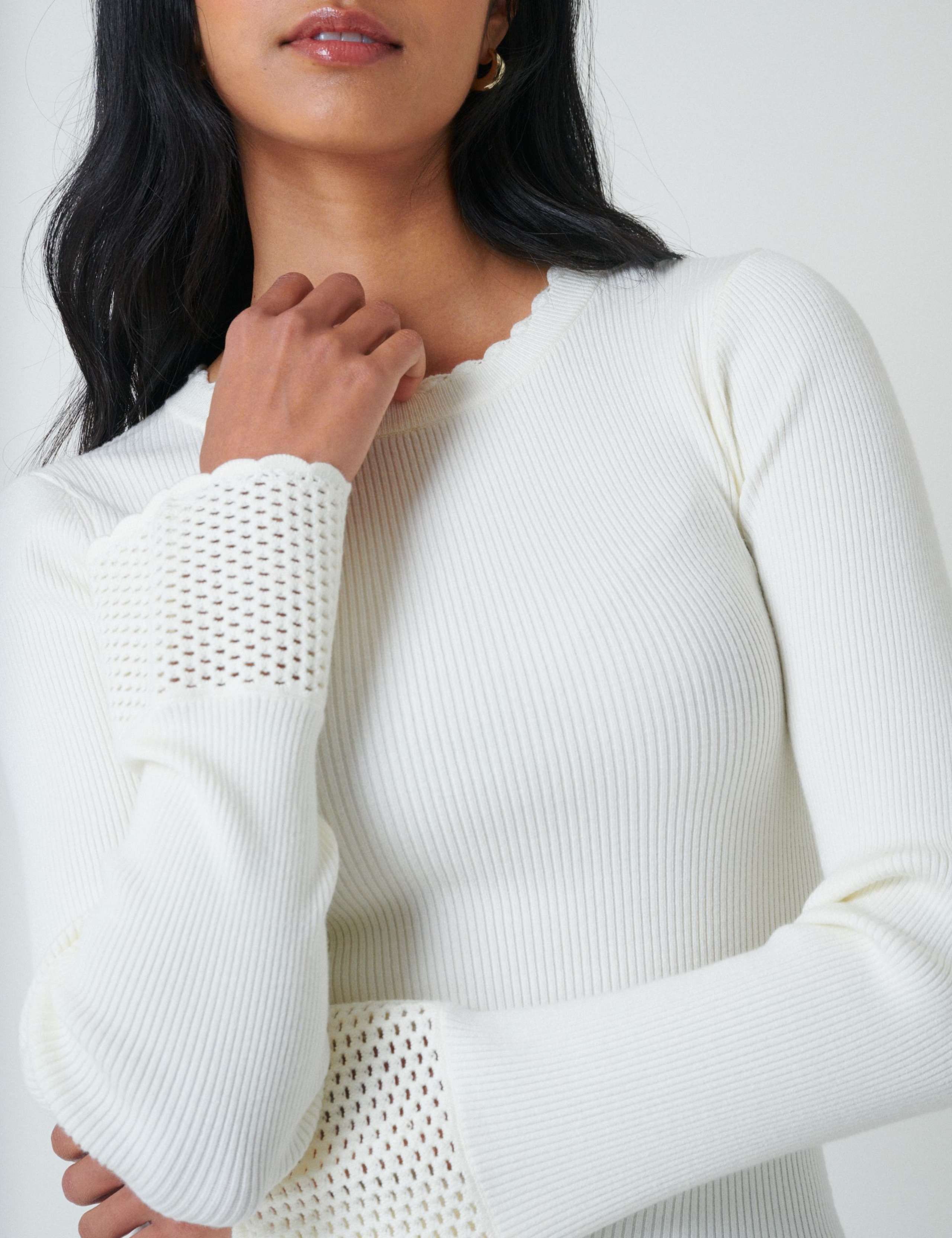 Ribbed Openwork Knit Cuff Top 2 of 5