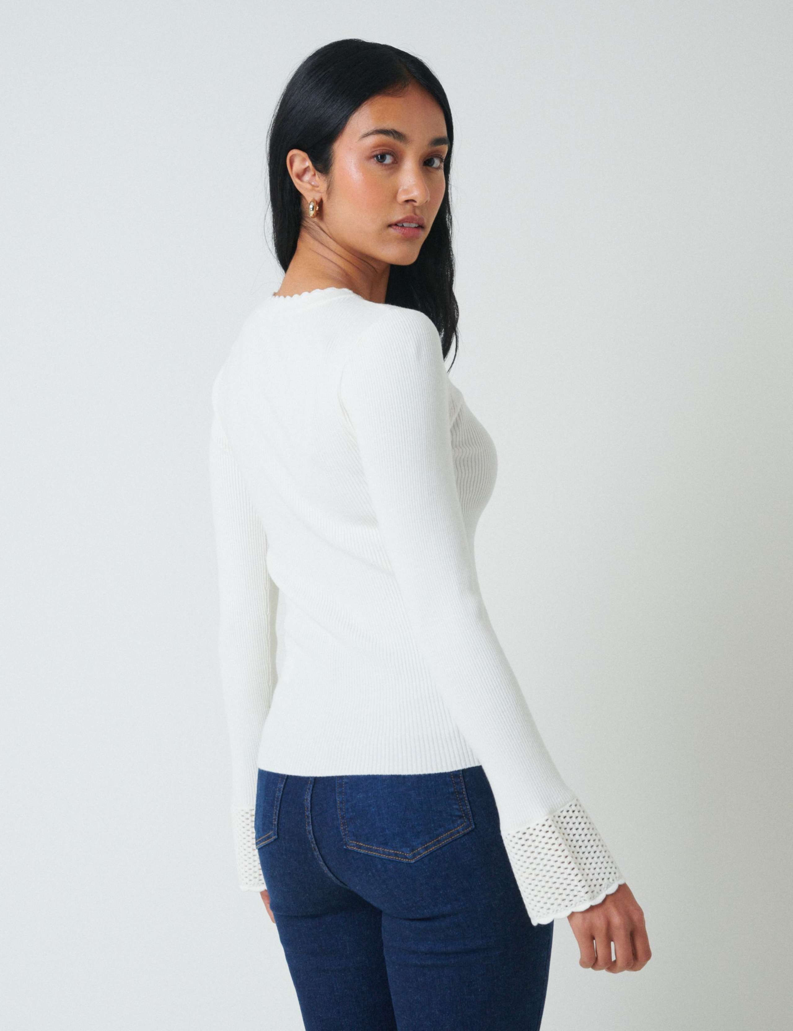 Ribbed Openwork Knit Cuff Top 3 of 5