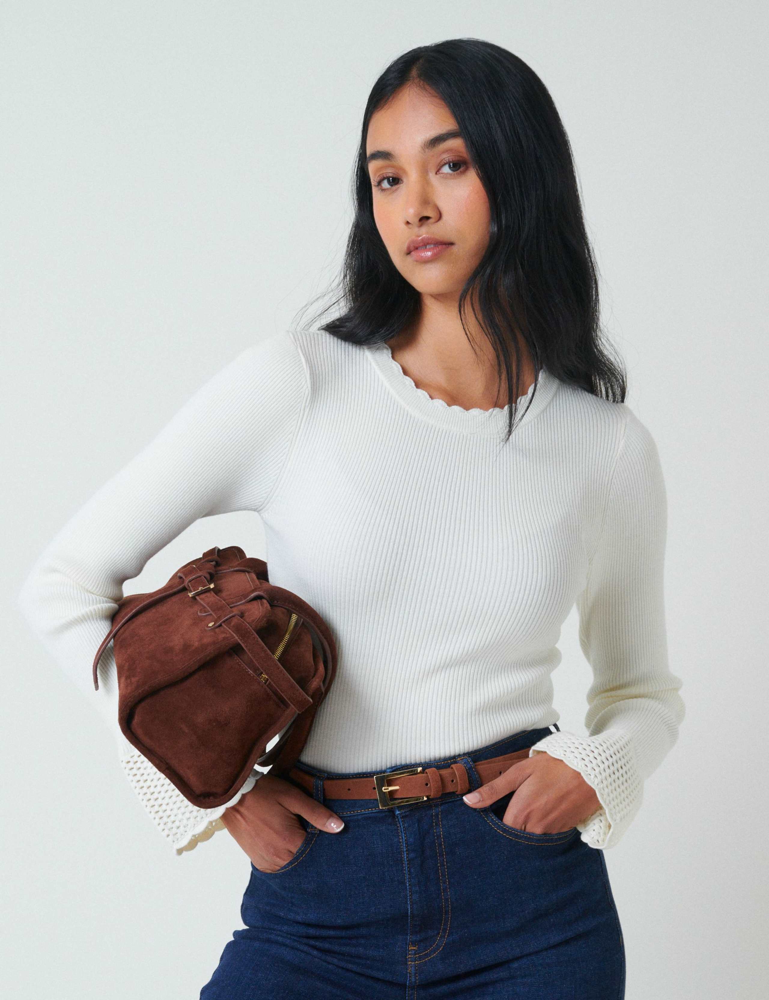 Ribbed Openwork Knit Cuff Top 4 of 5