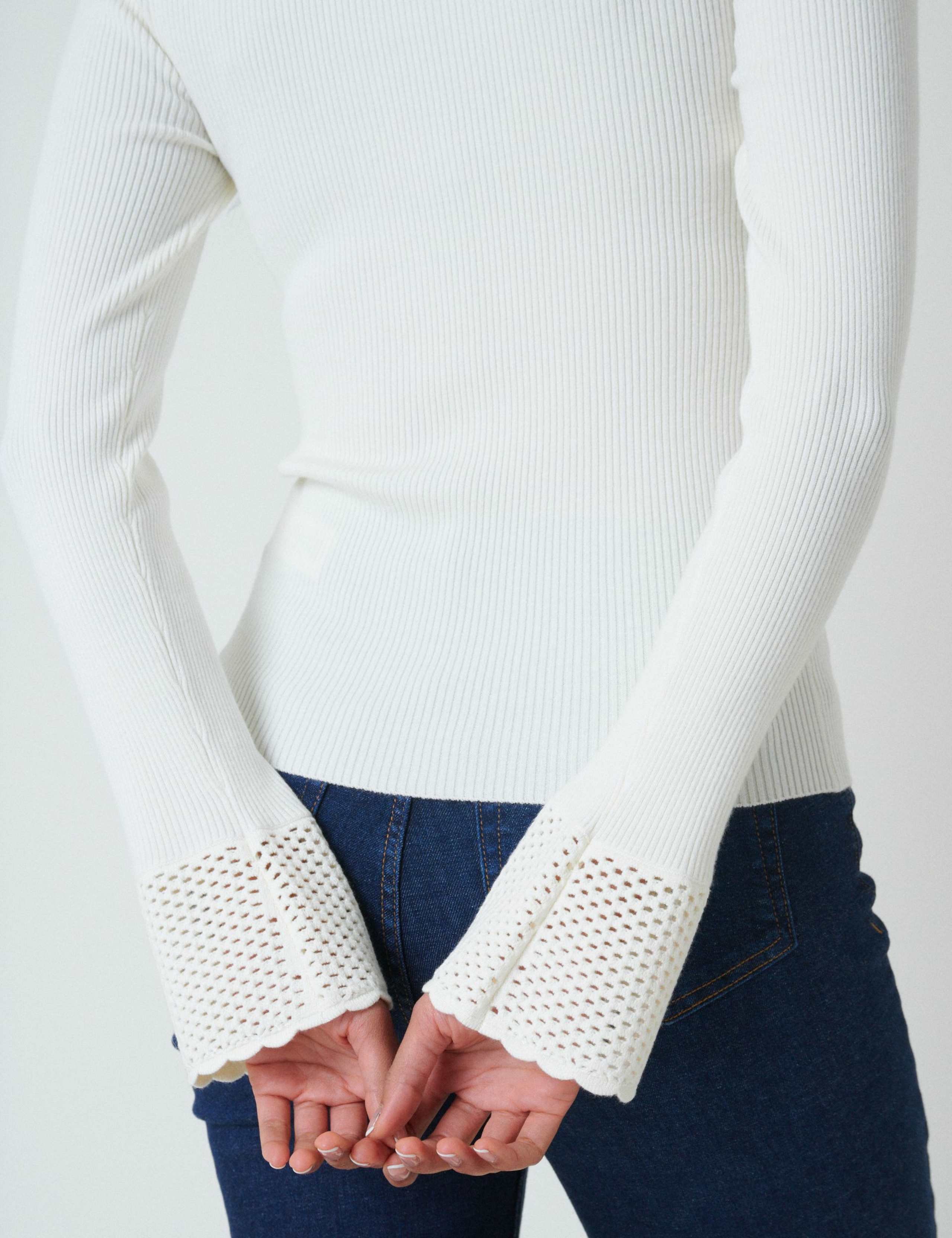 Ribbed Openwork Knit Cuff Top 5 of 5