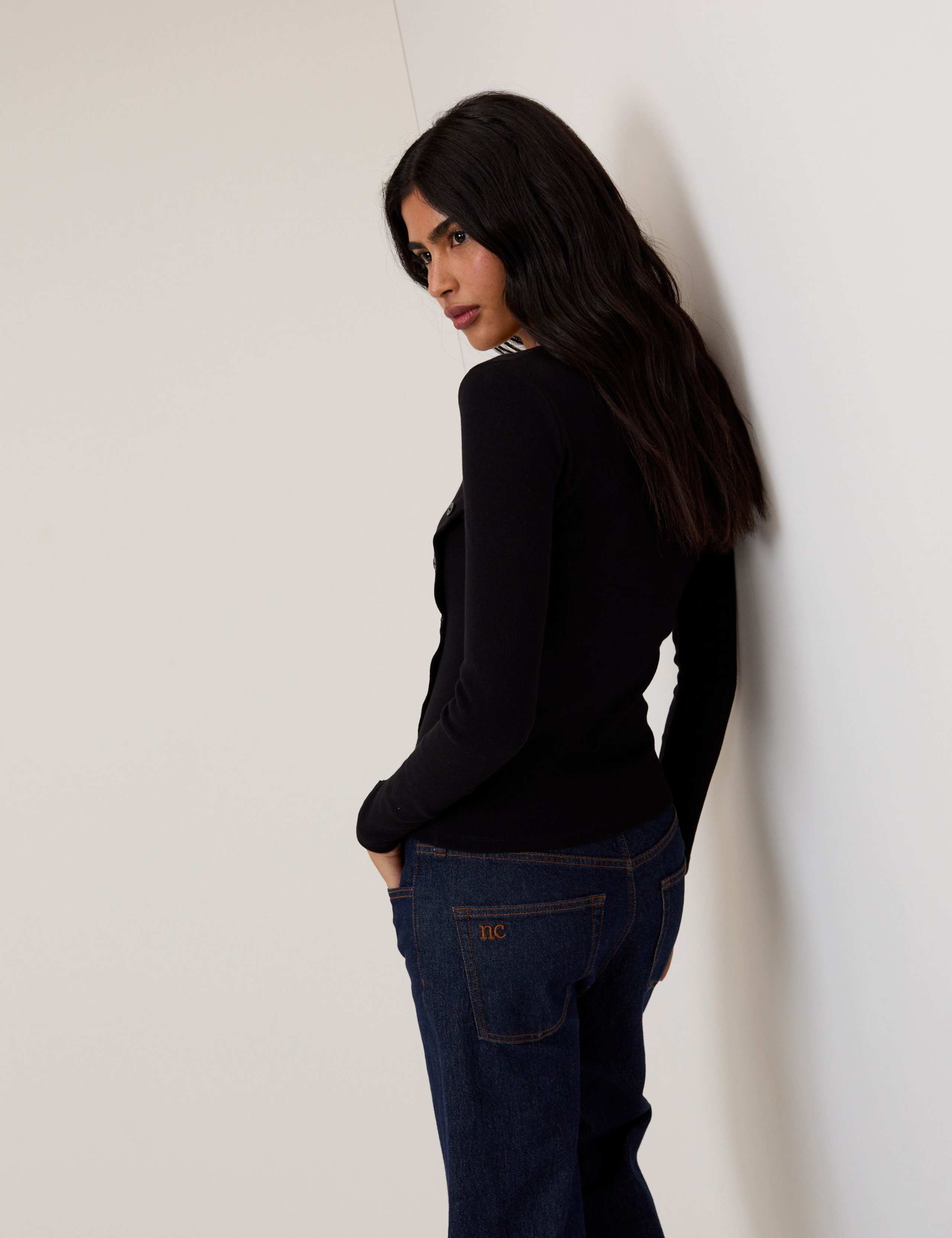 Ribbed Square Neck Asymmetric Fitted Top 3 of 5