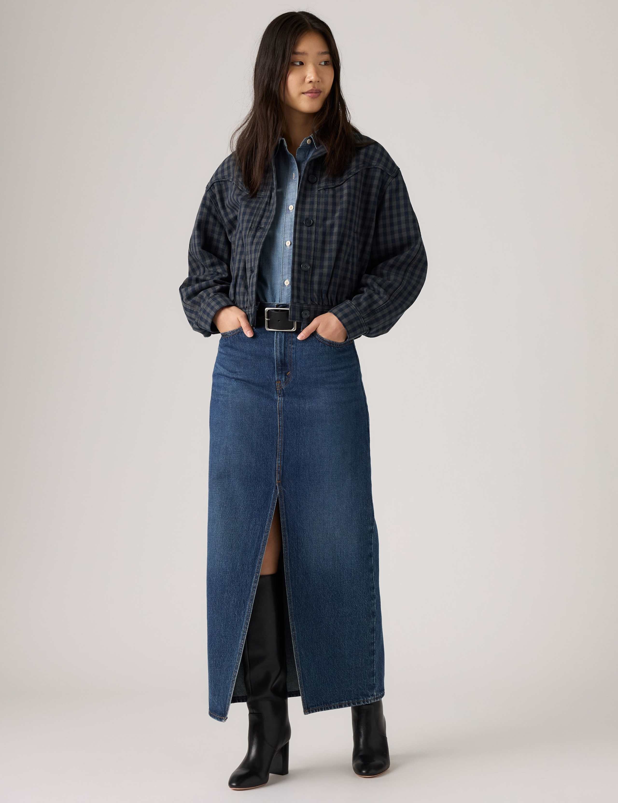 Denim Maxi Column Skirt 4 of 7