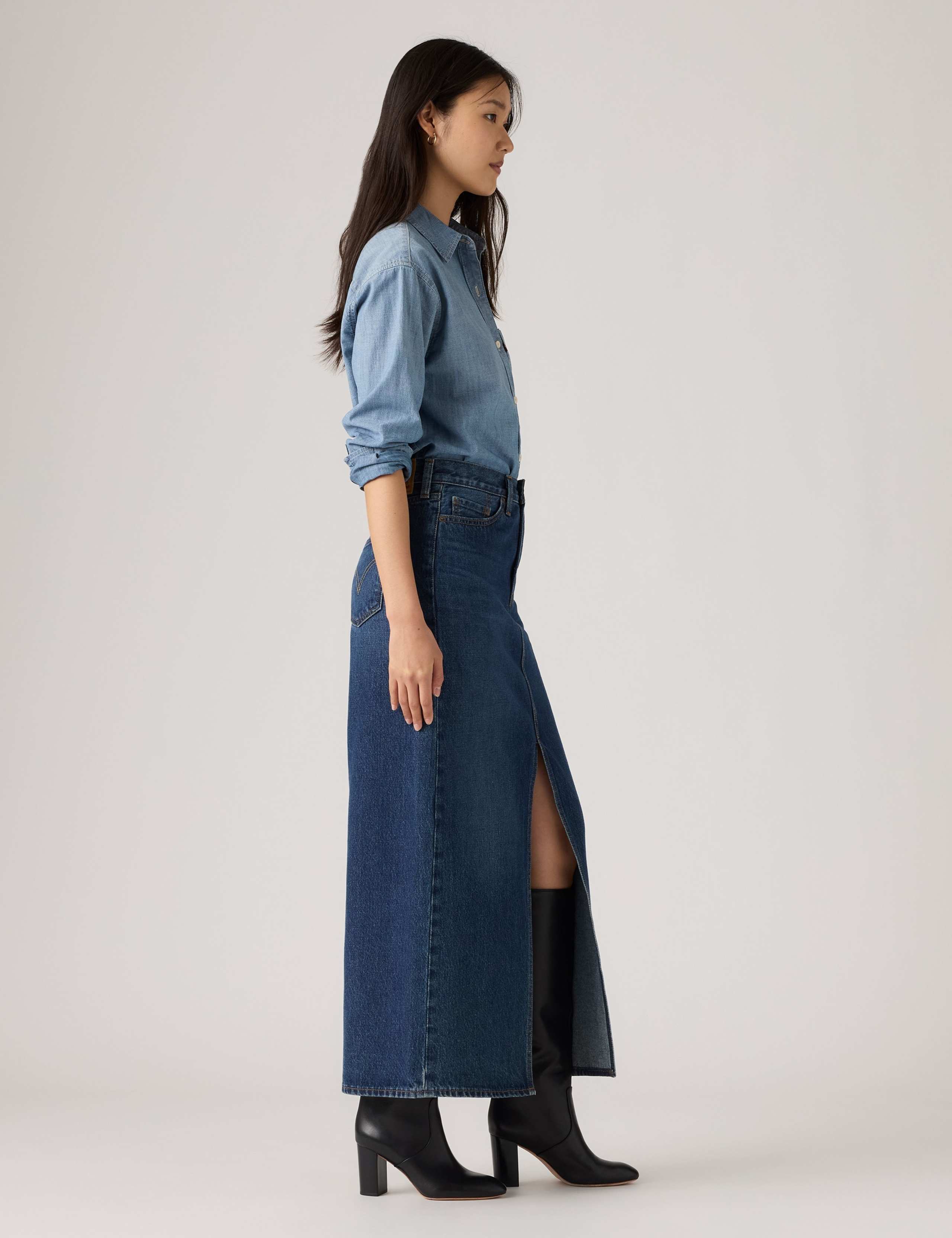Denim Maxi Column Skirt 5 of 7