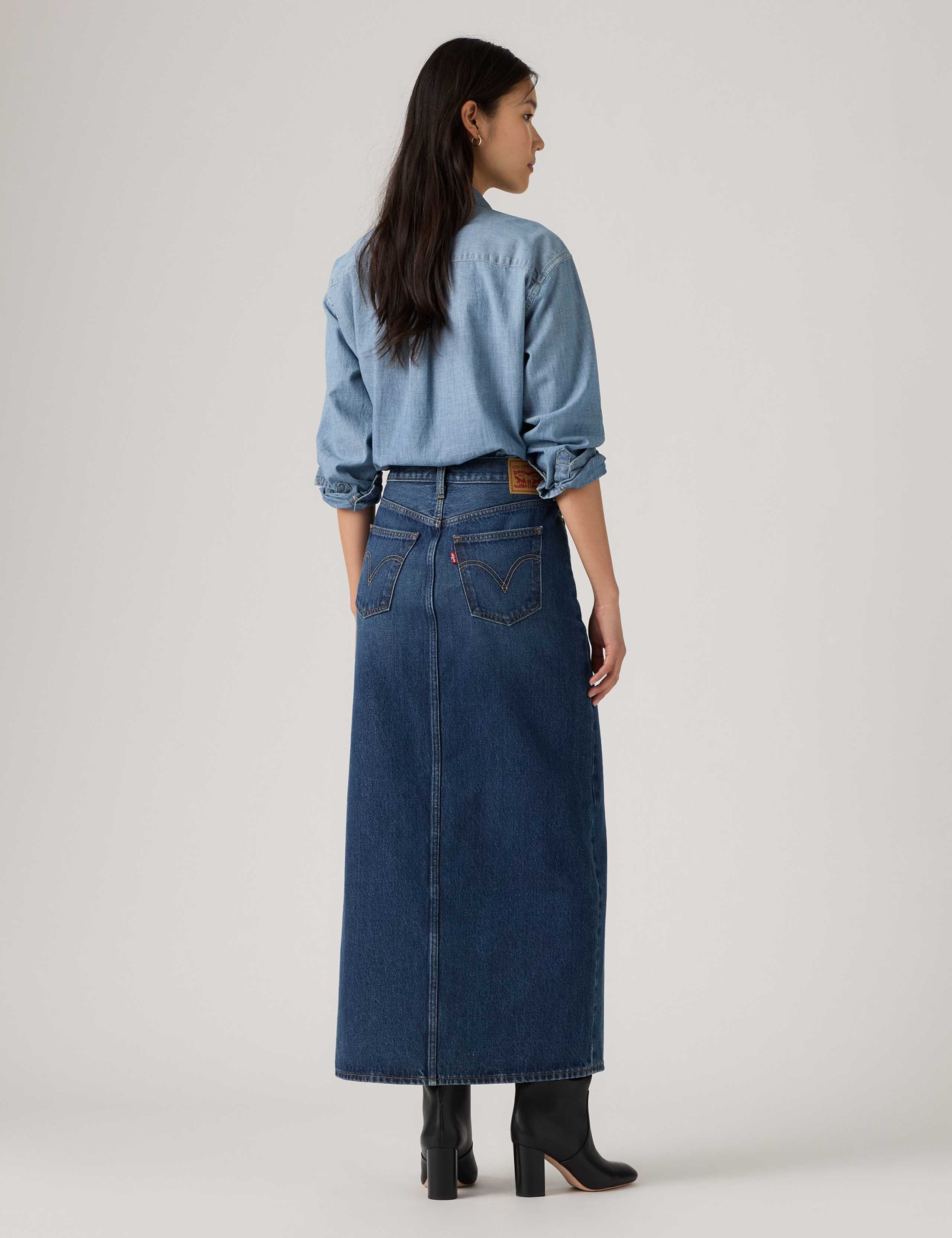 Denim Maxi Column Skirt 6 of 7