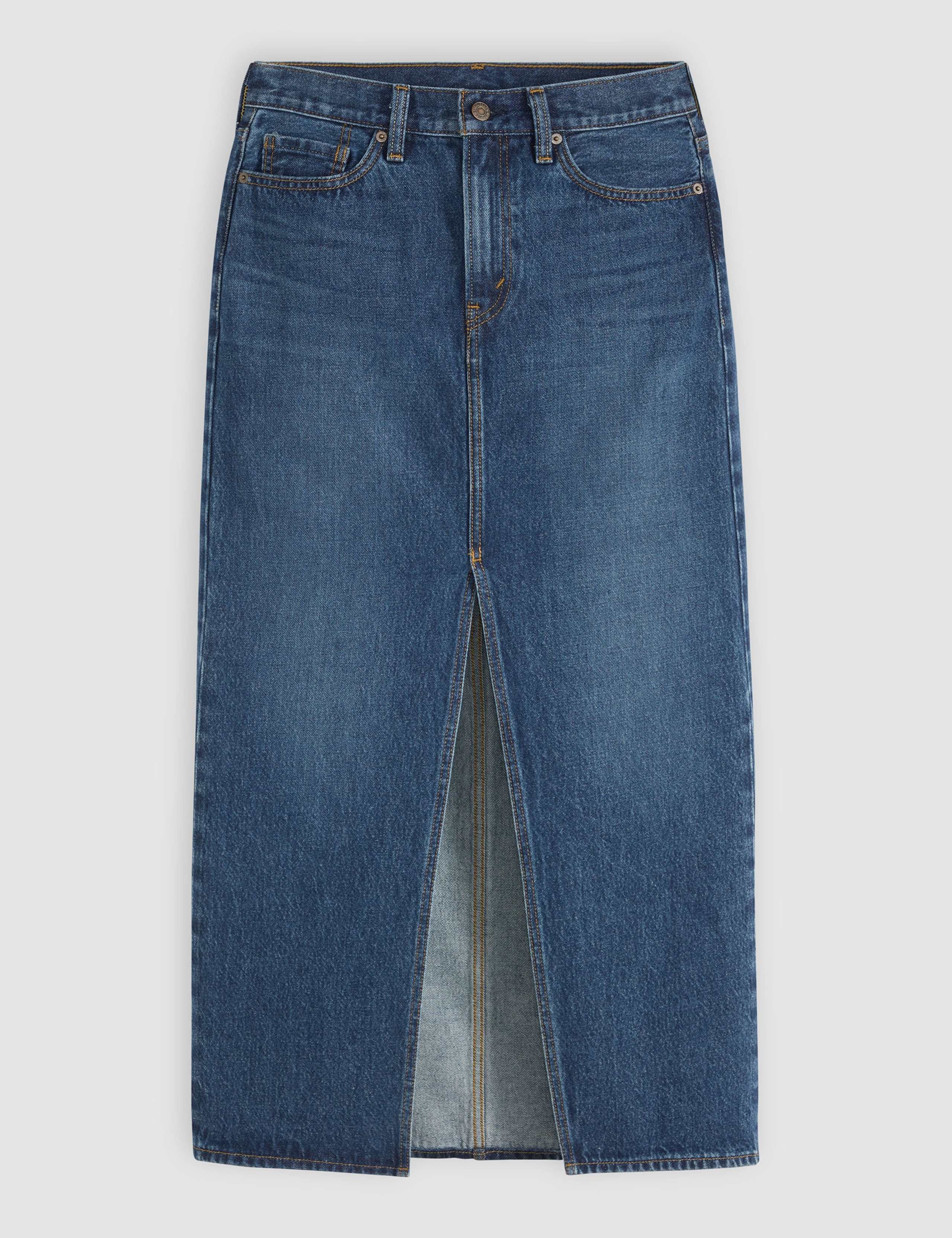 Denim Maxi Column Skirt 2 of 7