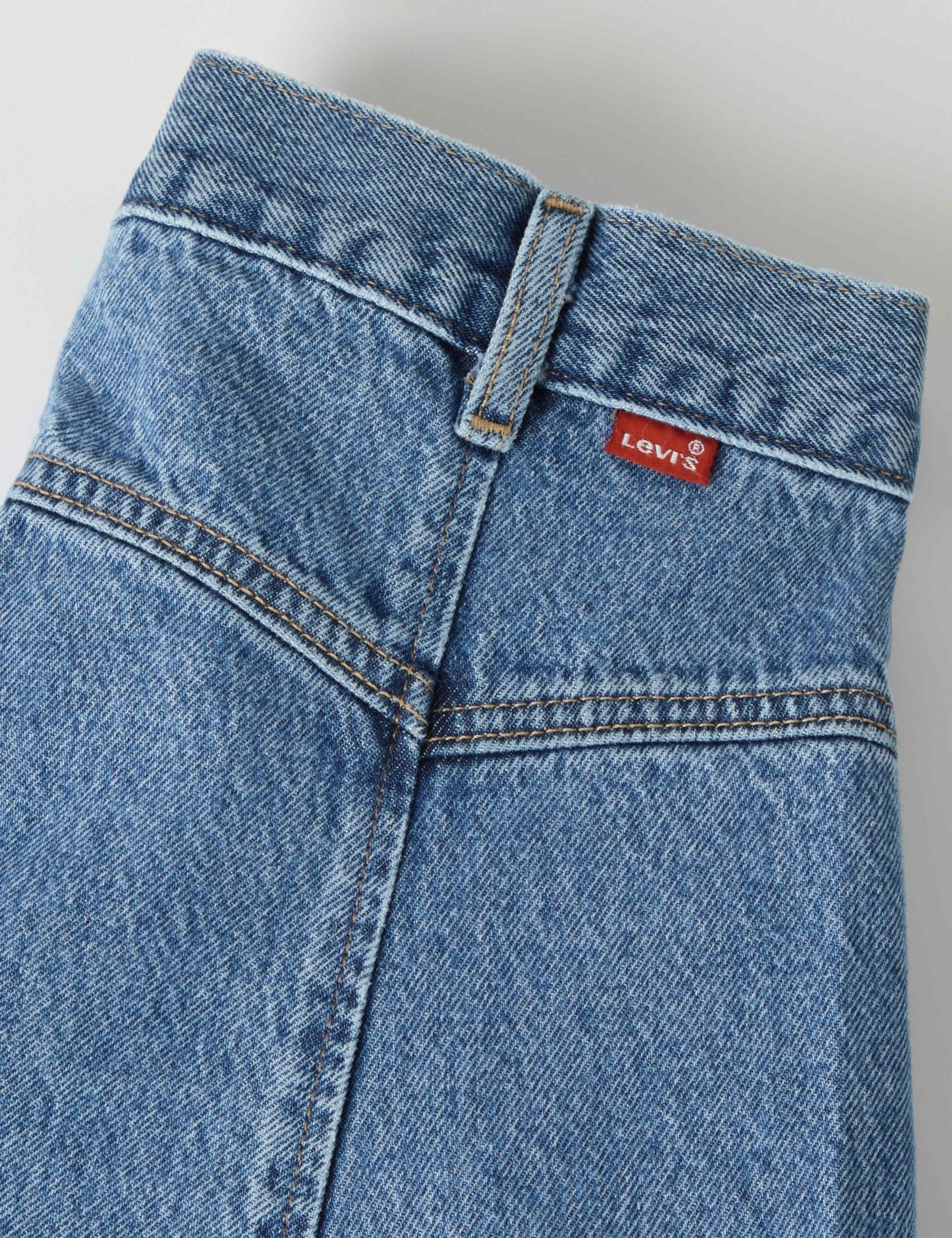 Denim Yoke Midi A-Line Skirt 5 of 7