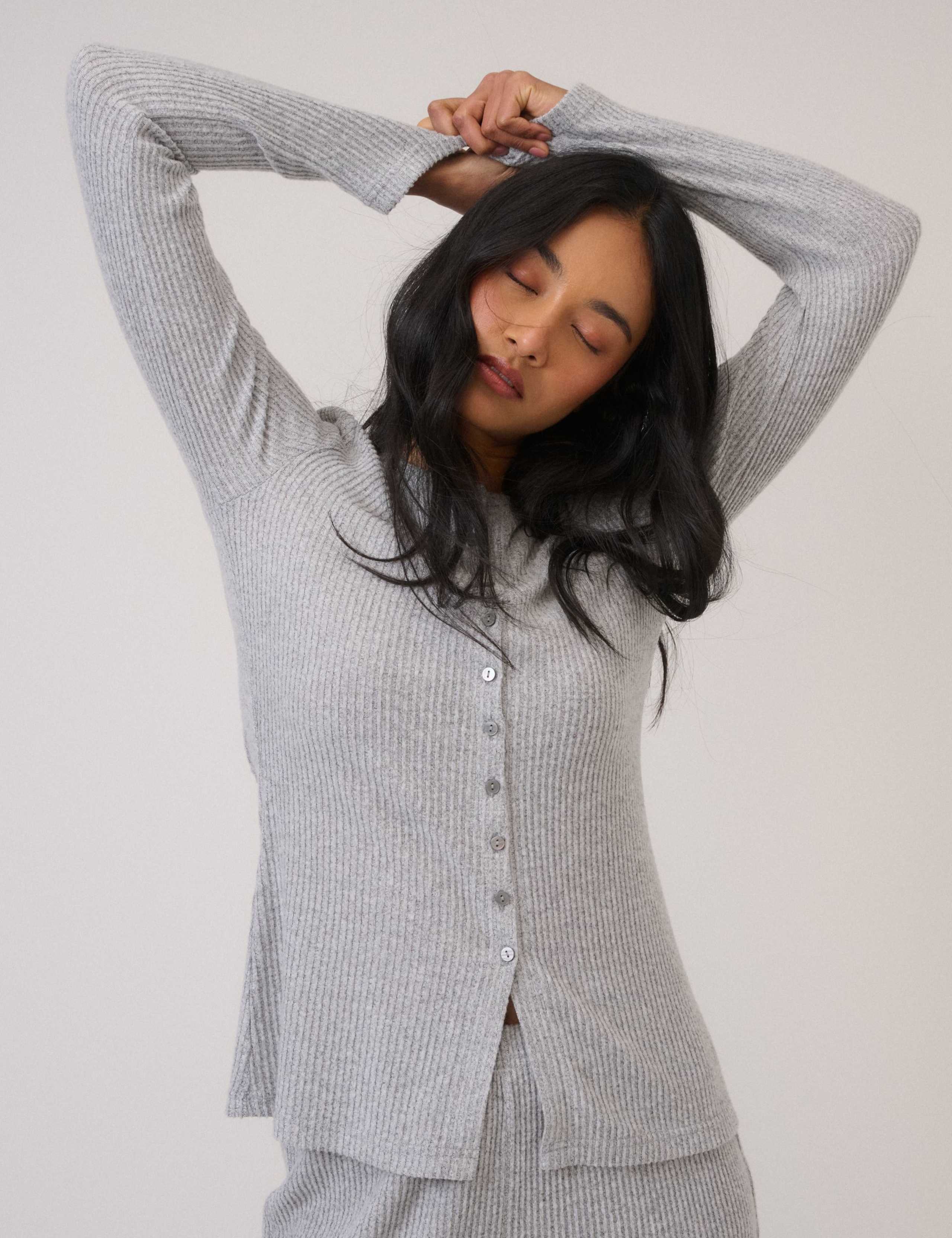 Ribbed Crew Neck Longline Cardigan 2 of 5