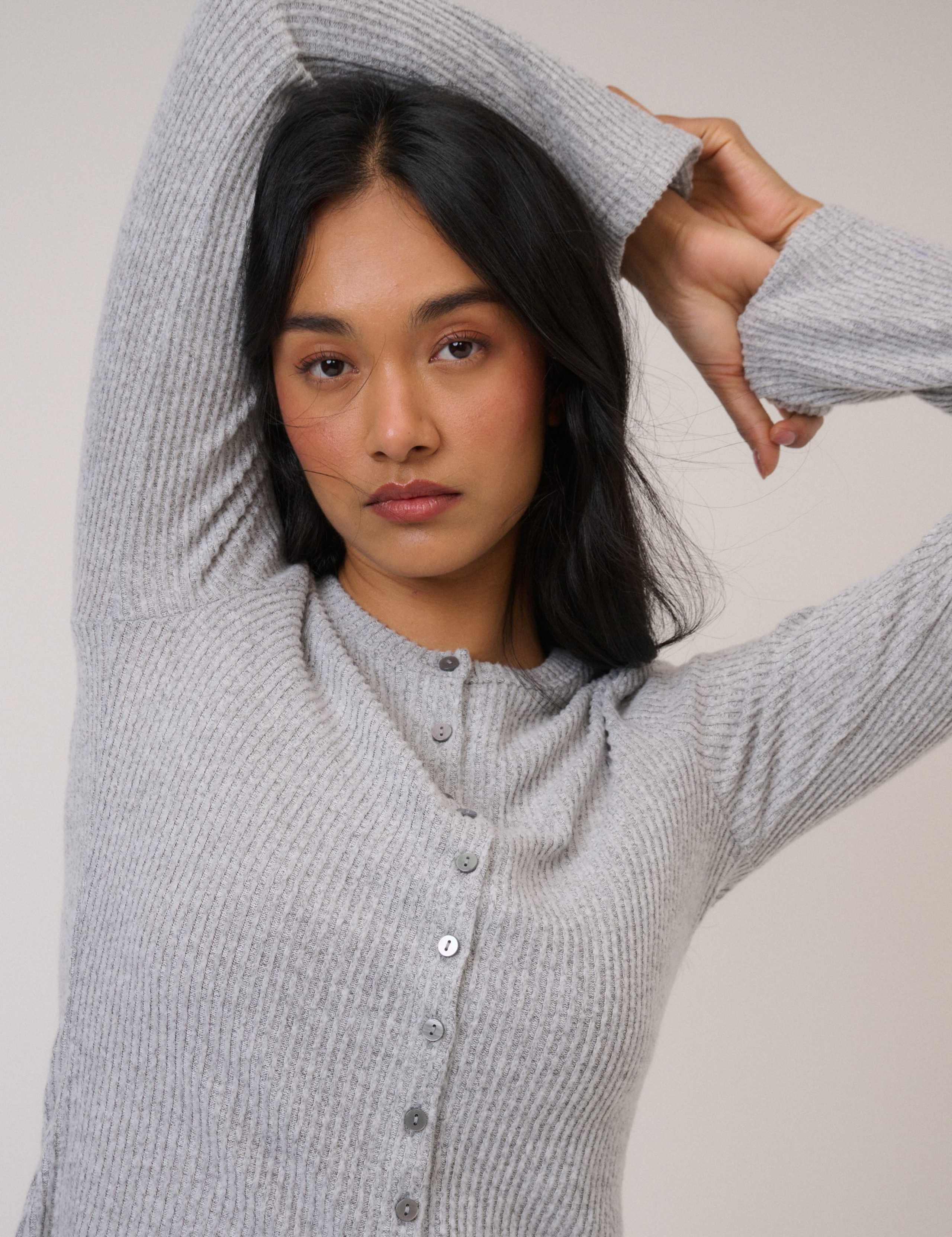 Ribbed Crew Neck Longline Cardigan 3 of 5