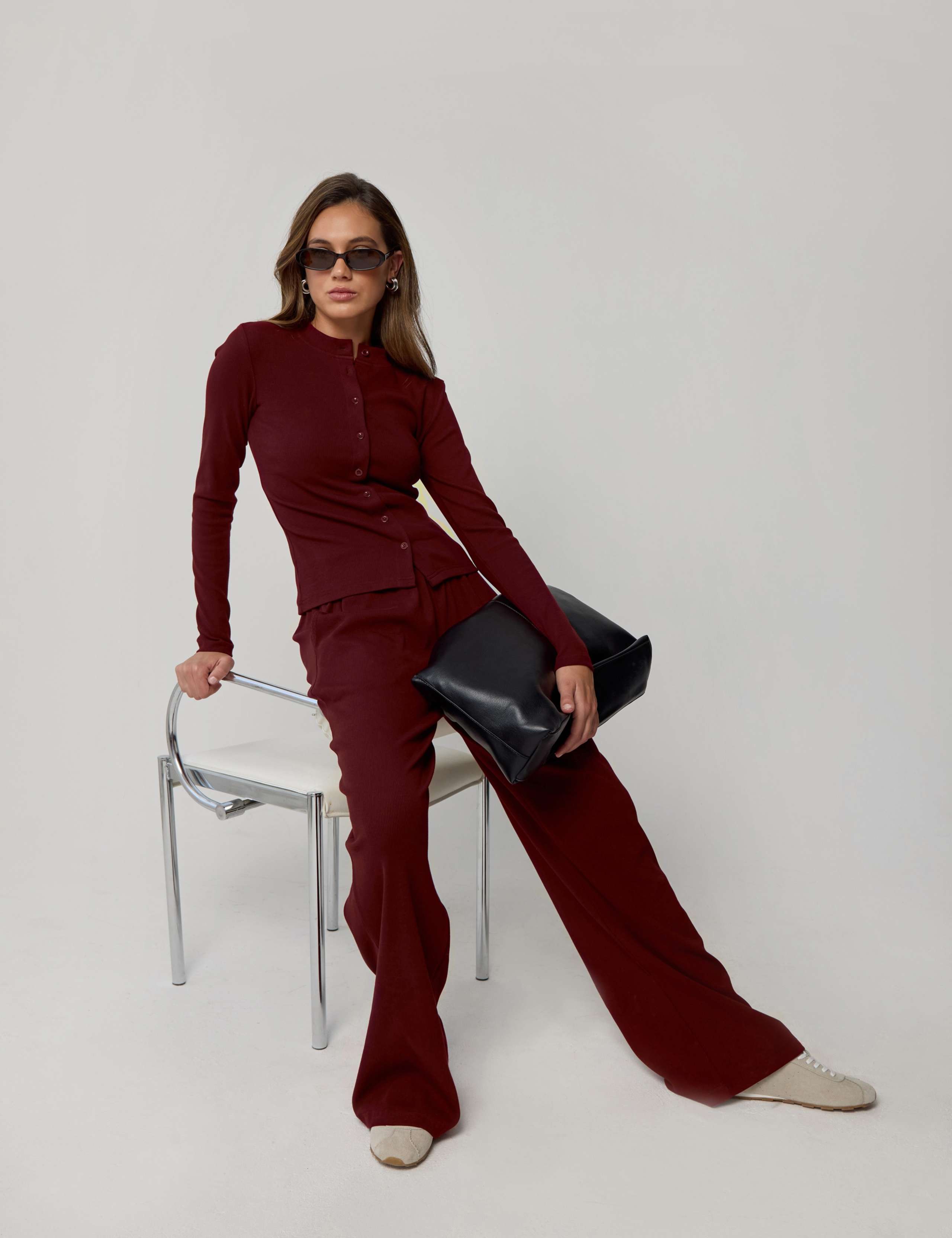 Cotton Rich Ribbed Wide Leg Joggers 4 of 7