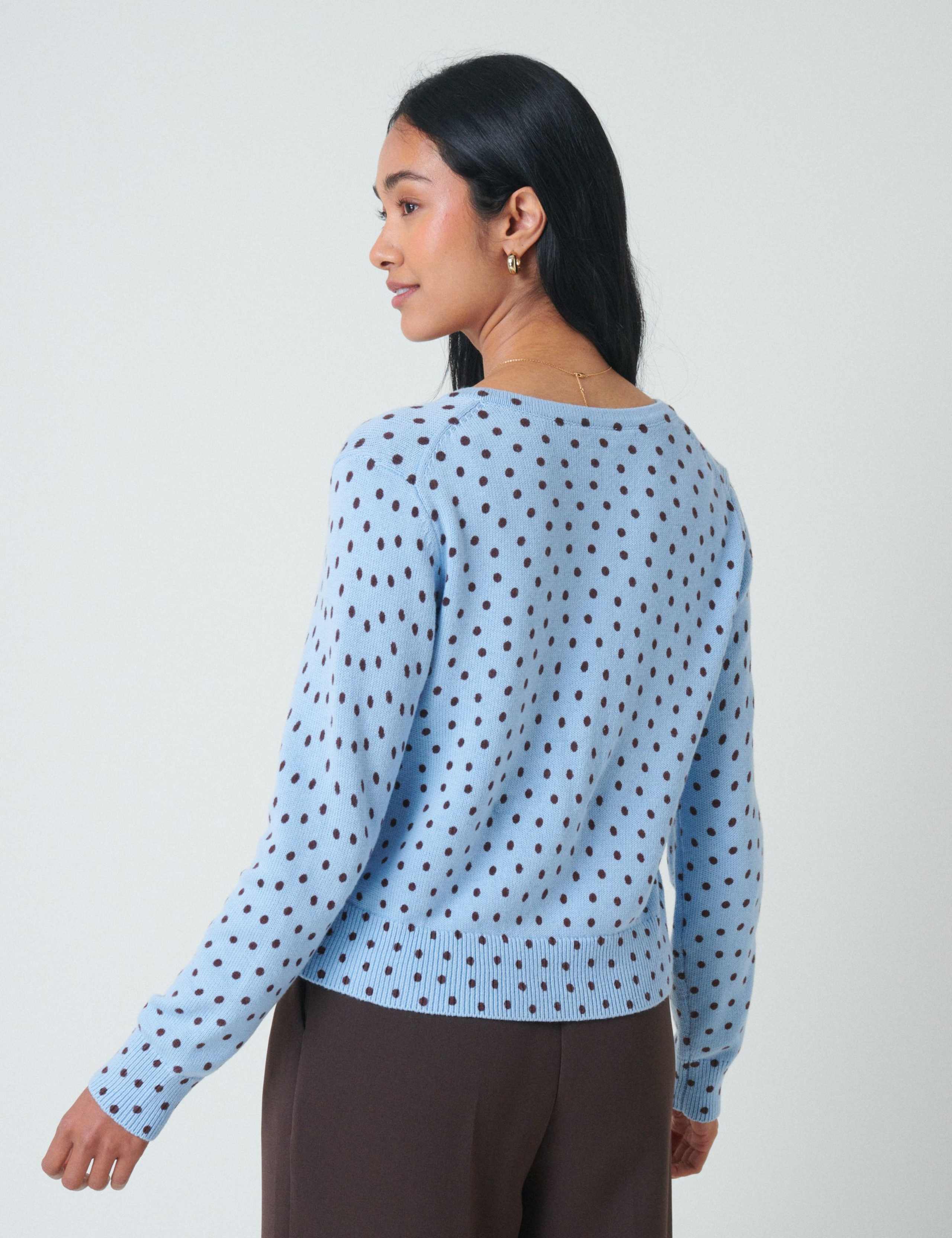 Cotton Rich Spot Print V-Neck Cardigan 3 of 4